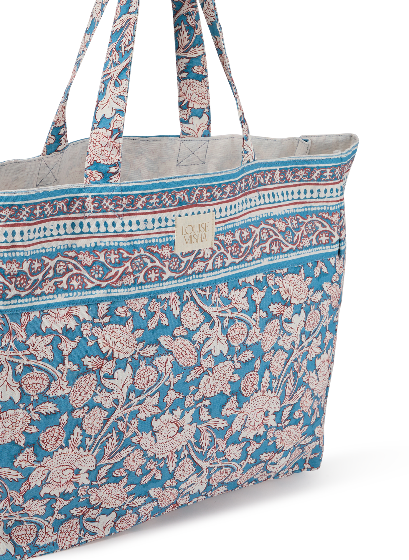 Tote Bag Beverly imprimé en coton LOUISE MISHA Bleu