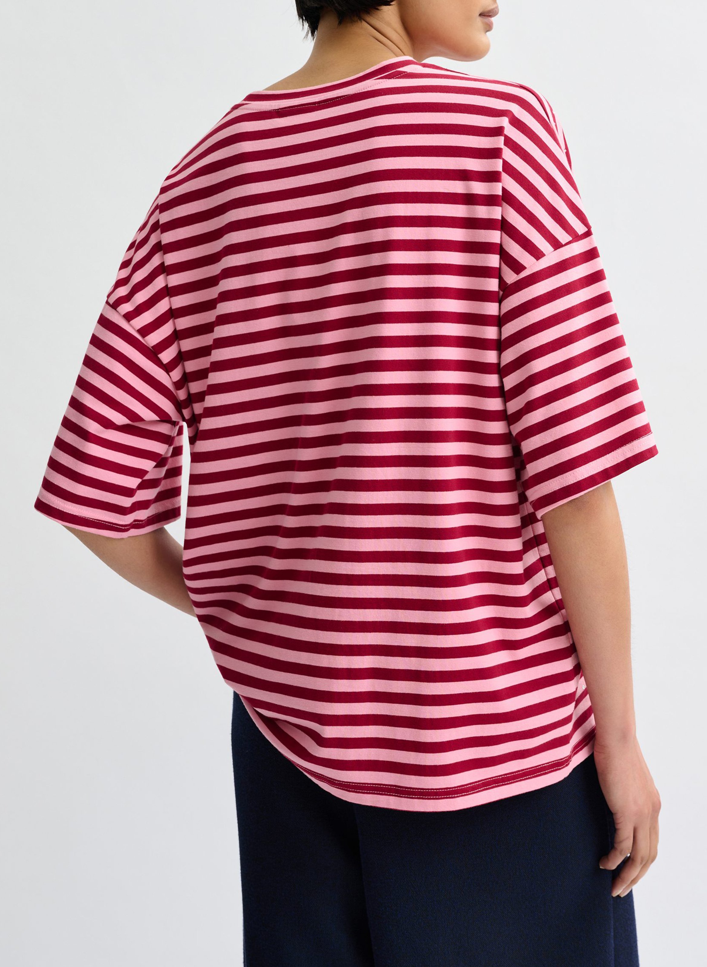 Tee-shirt oversize rayé à strass Joste ESSENTIEL ANTWERP Rouge