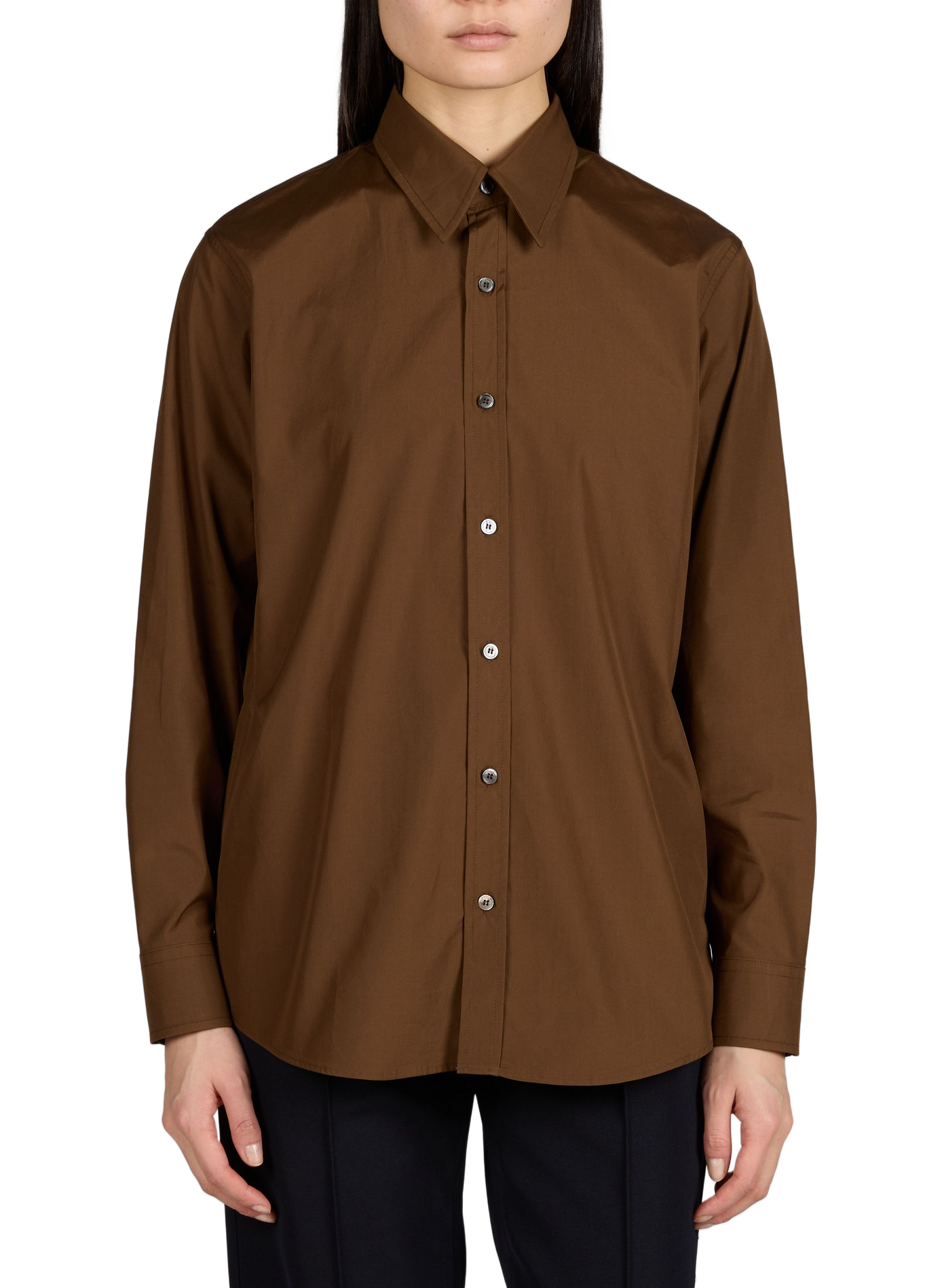 Solid classic collar cotton shirt A.P.C. Green