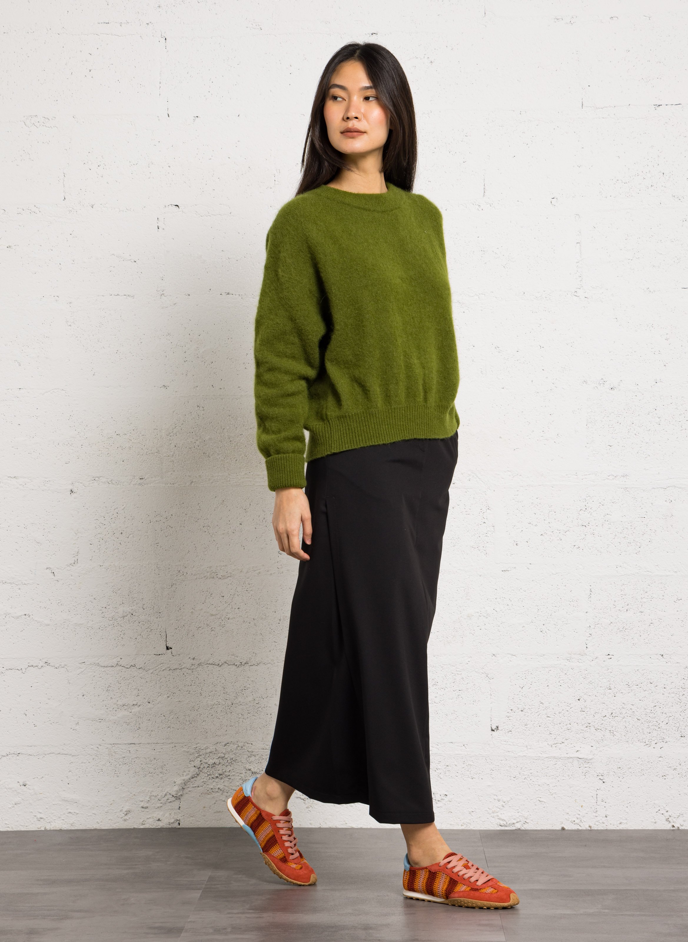 Pull ample col rond en laine mélangée vitow AMERICAN VINTAGE Vert