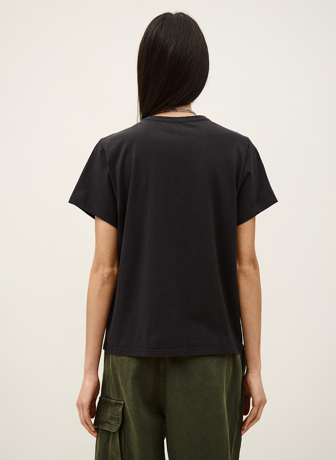 Tee-shirt col rond en coton elmer BA&SH Noir