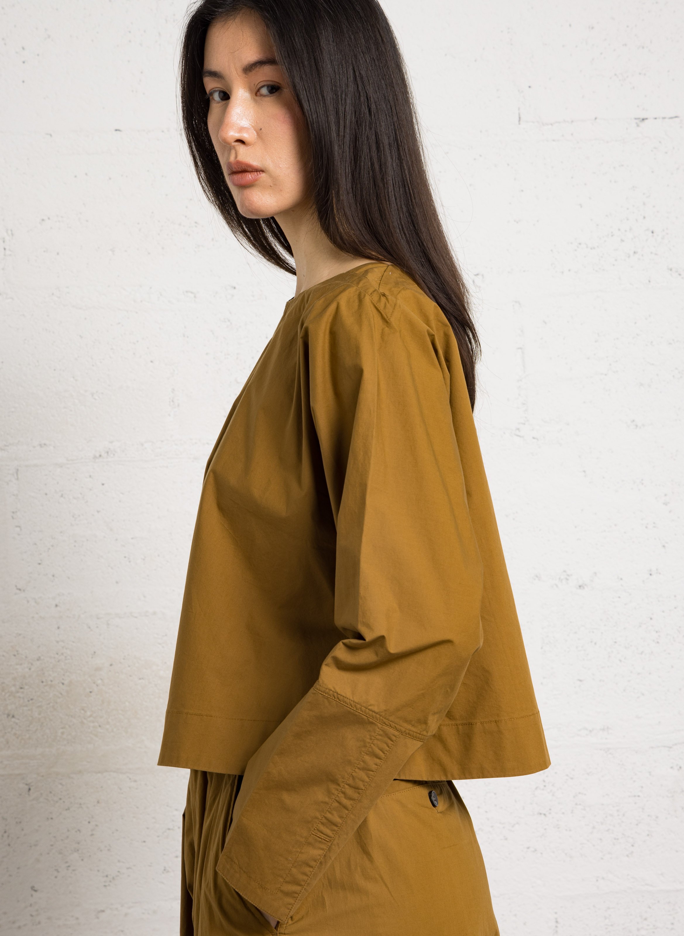 Blouse oversize col rond en coton armand SOEUR Marron