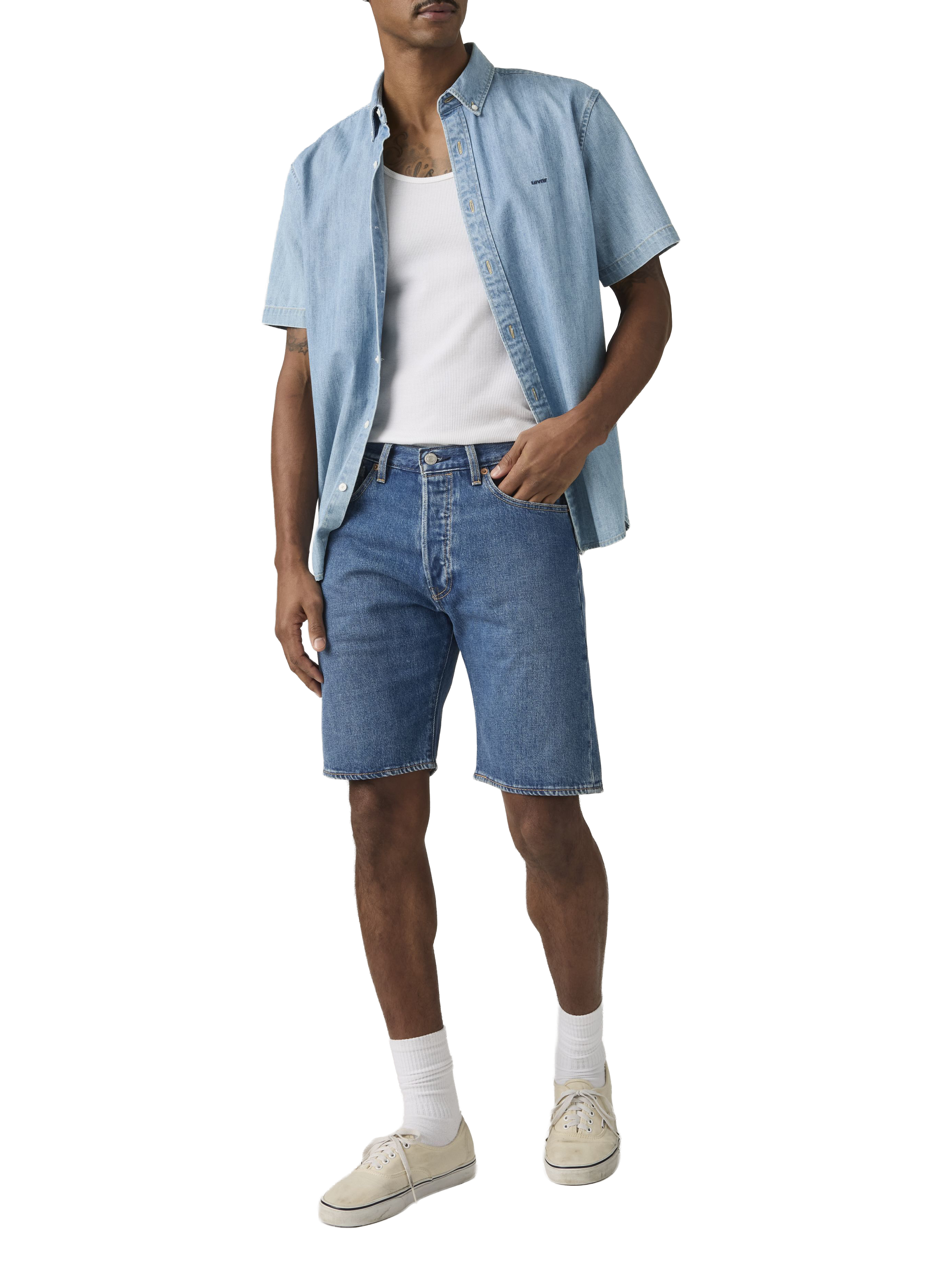 Short denim en coton mélangé LEVI'S Bleu
