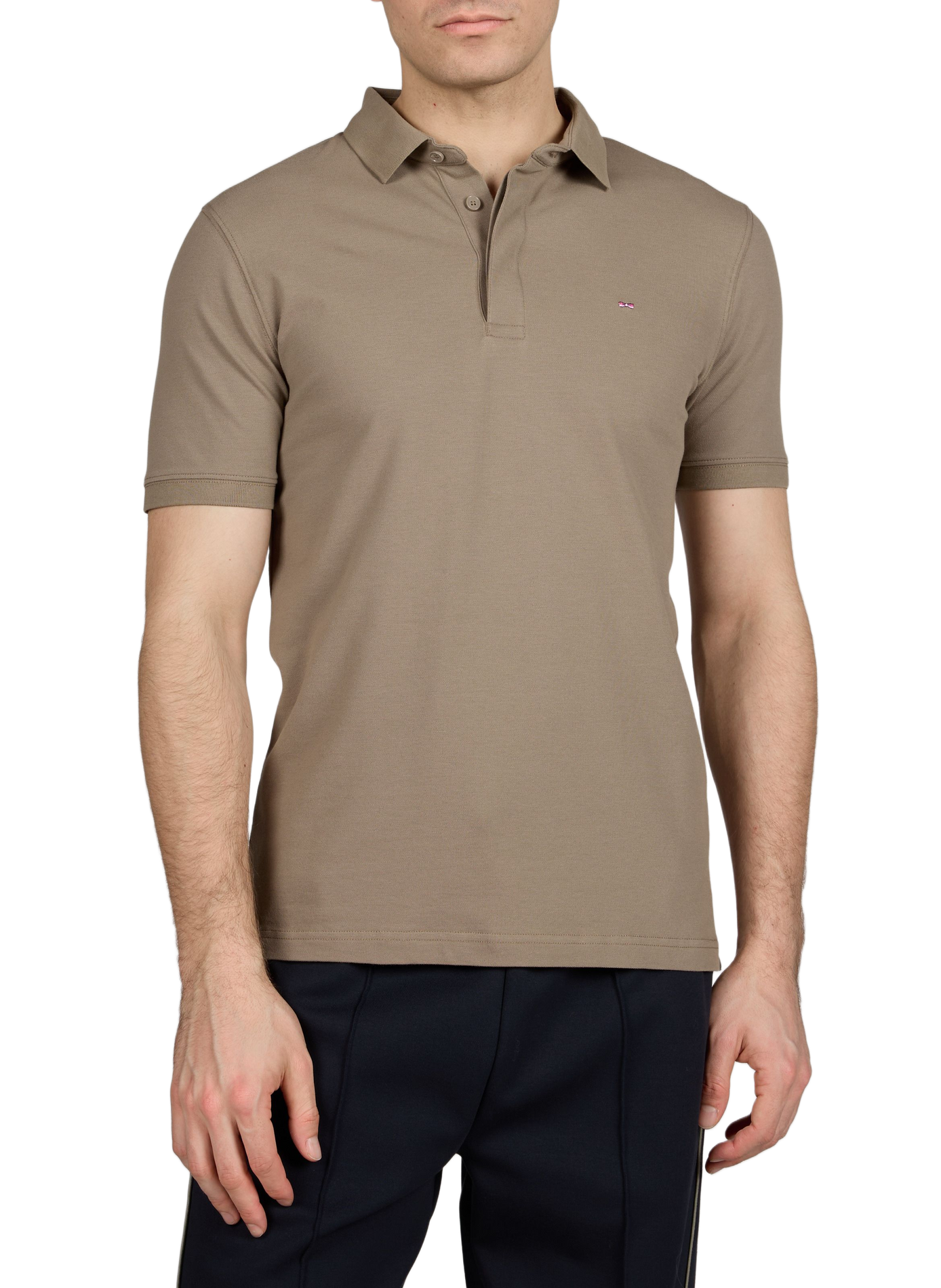 Short-sleeved polo shirt in blended cotton EDEN PARK Beige