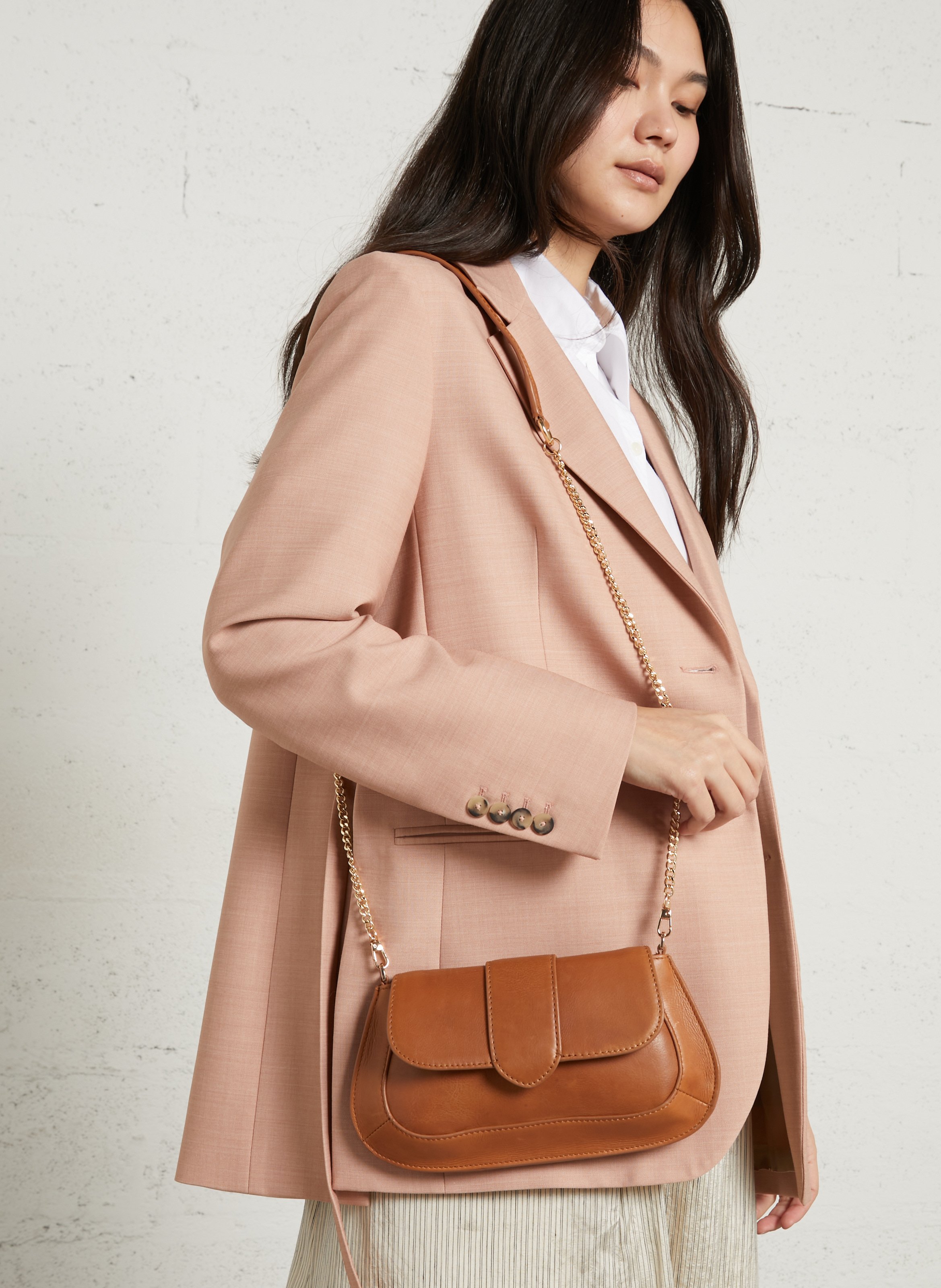 Sac bandoulière en cuir marcel mini MAISON 123 Beige