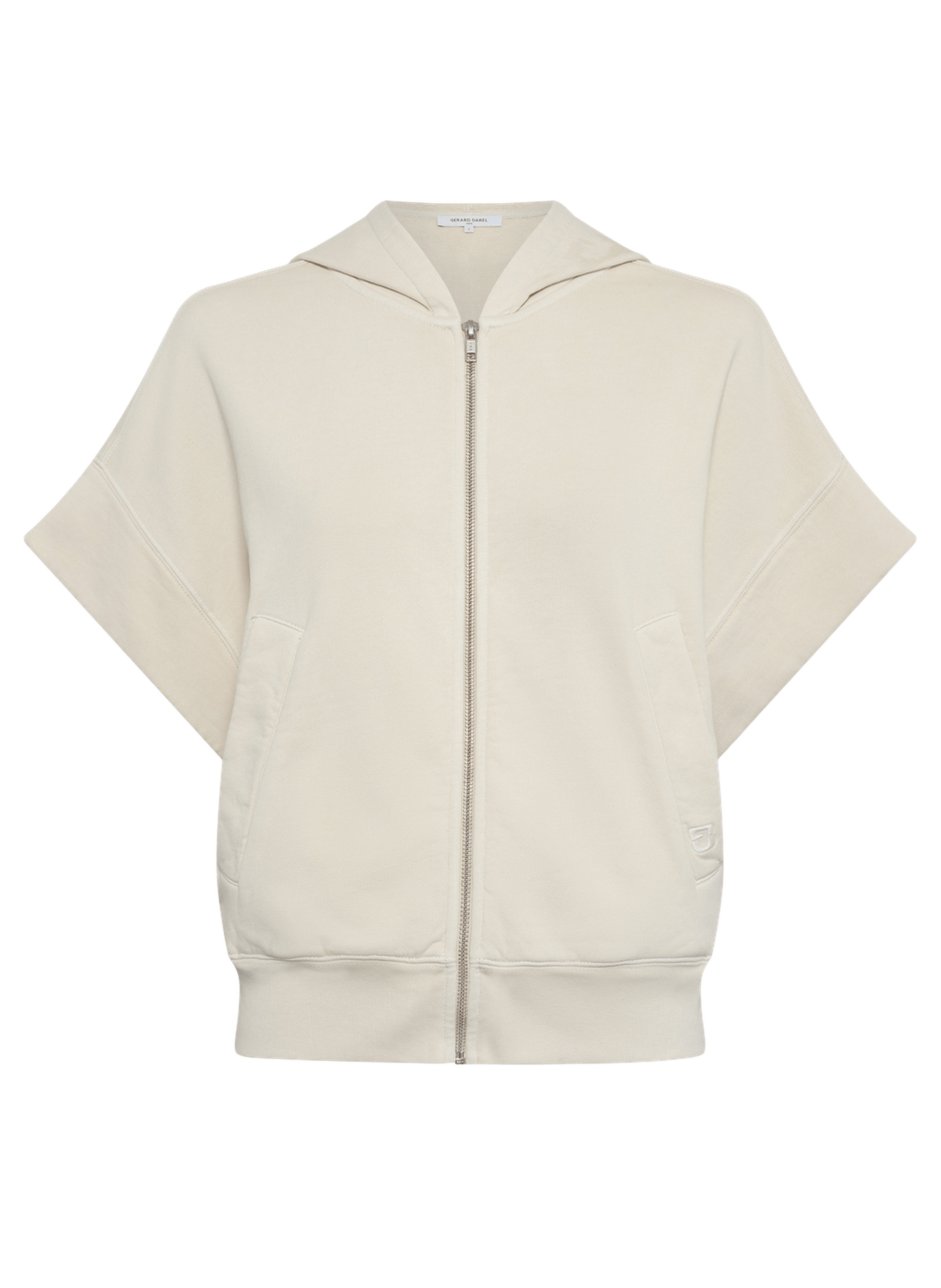 Sweat oversize à manches courtes et capuche - milene Beige