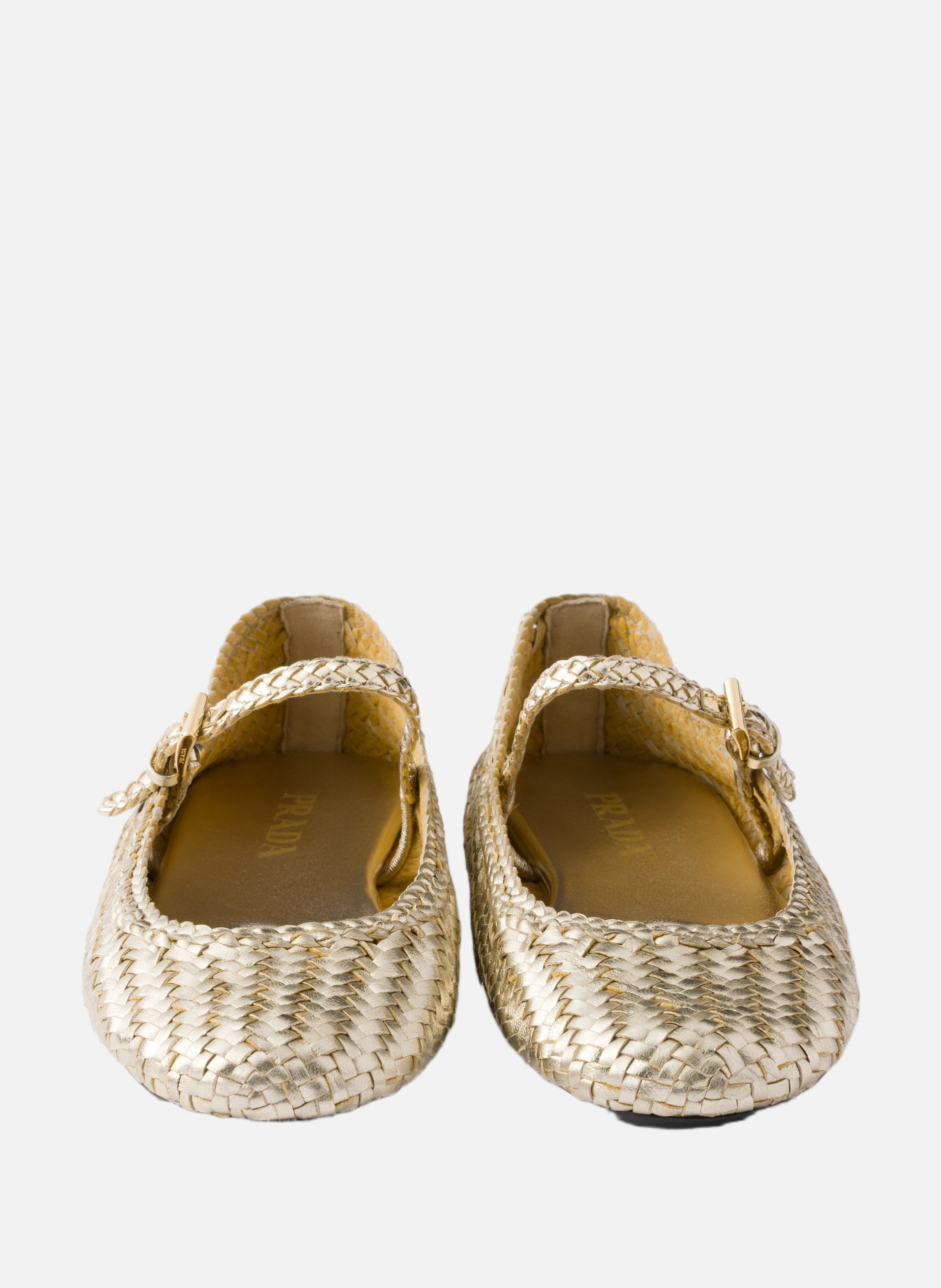 Ballerines en cuir PRADA Argent