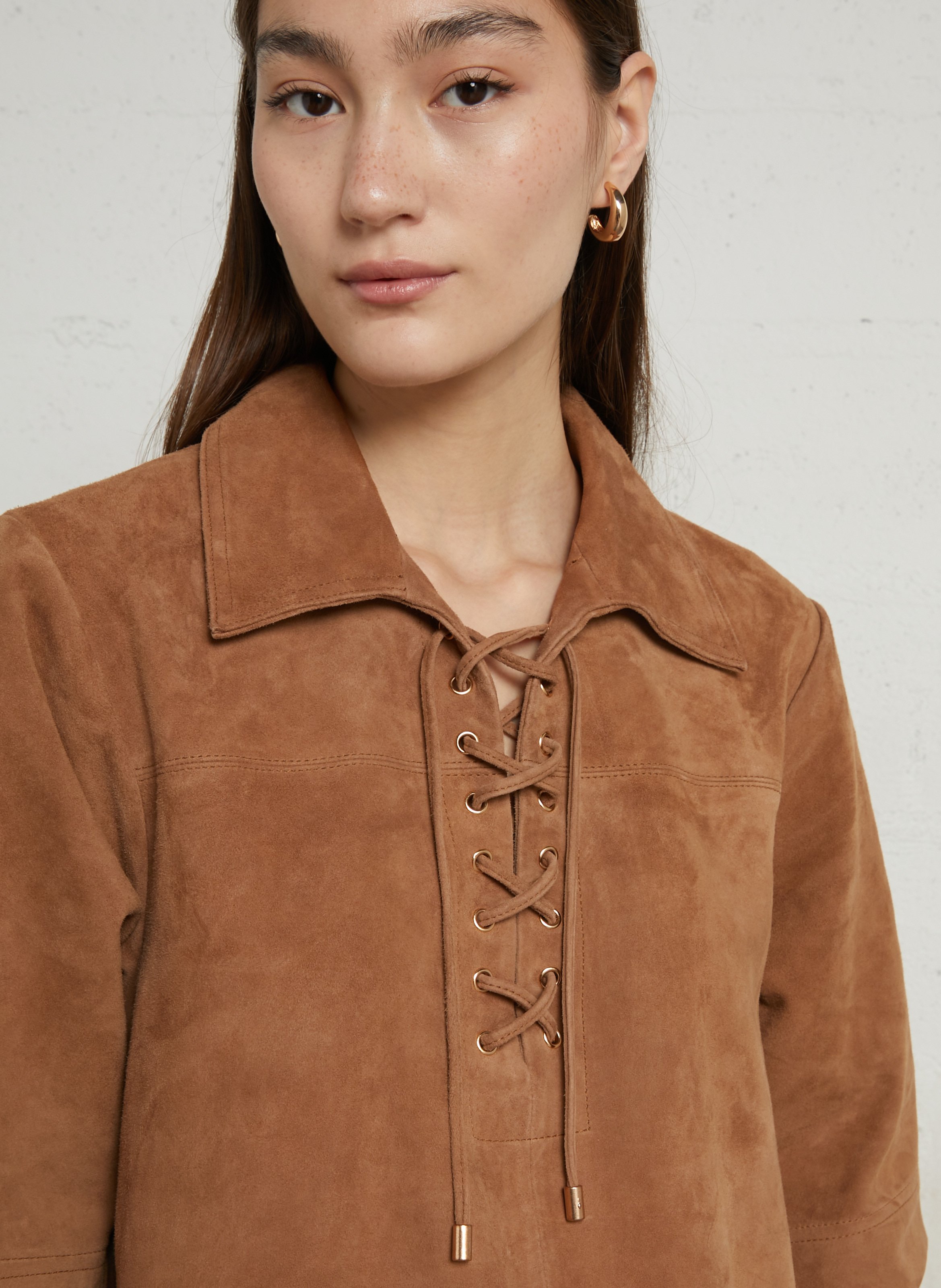 Robe courte en cuir brise MAISON 123 Beige