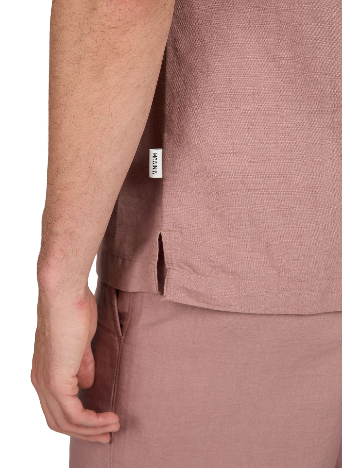 Chemise manches courtes en lin et coton MINIMUM Rose