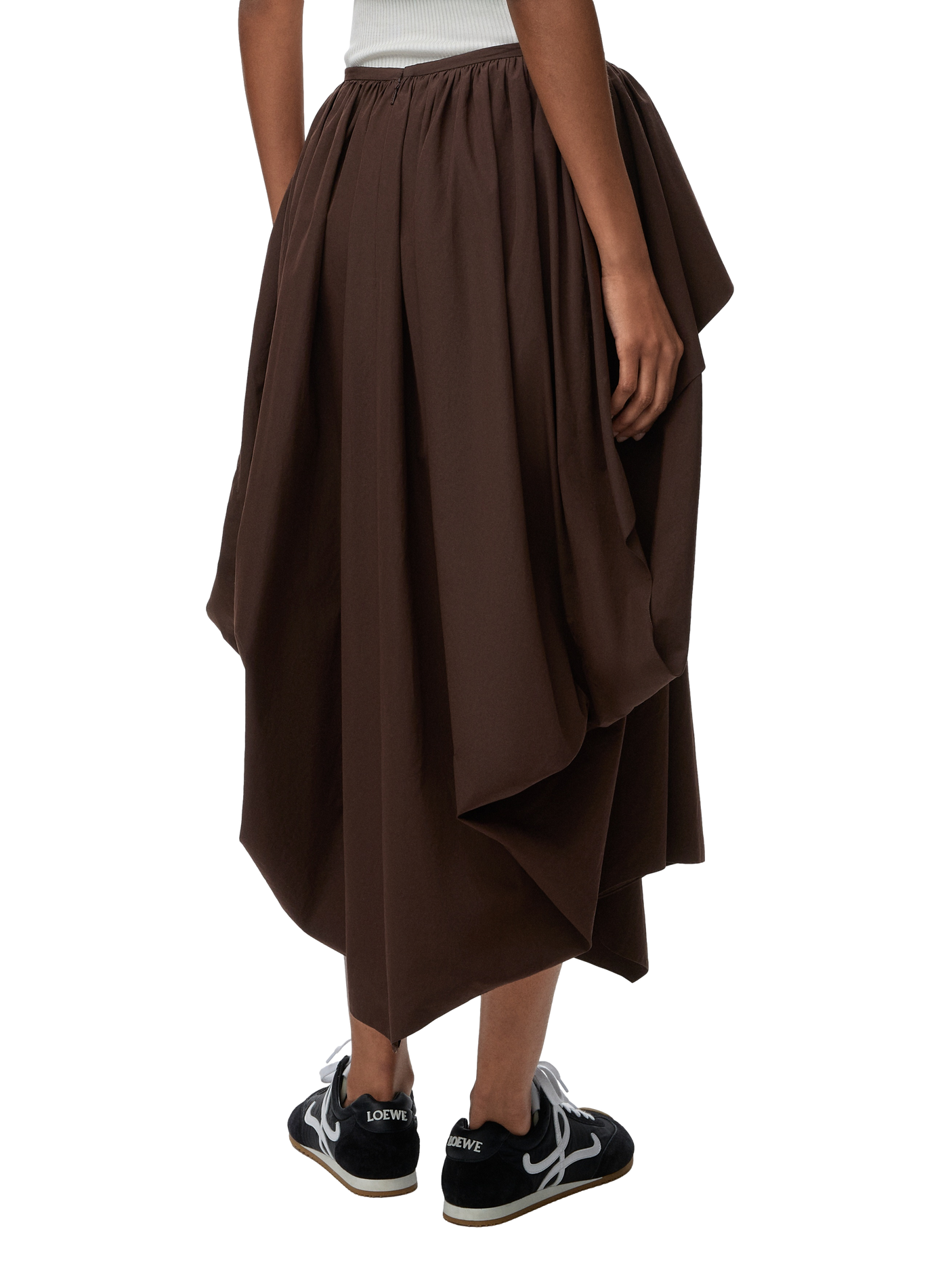 Asymmetric cotton poplin skirt LOEWE Brown