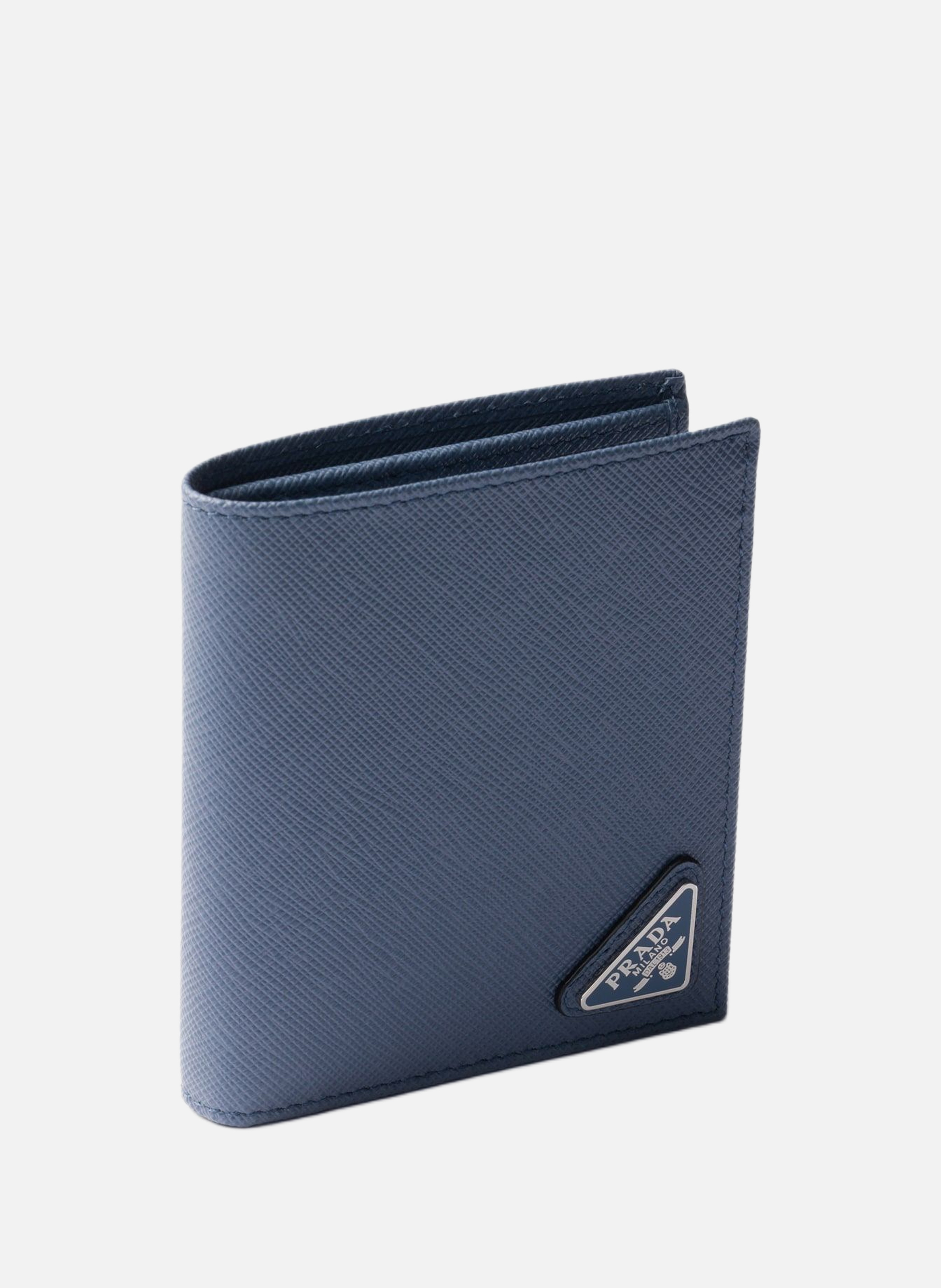 Portefeuille en cuir saffiano PRADA Bleu