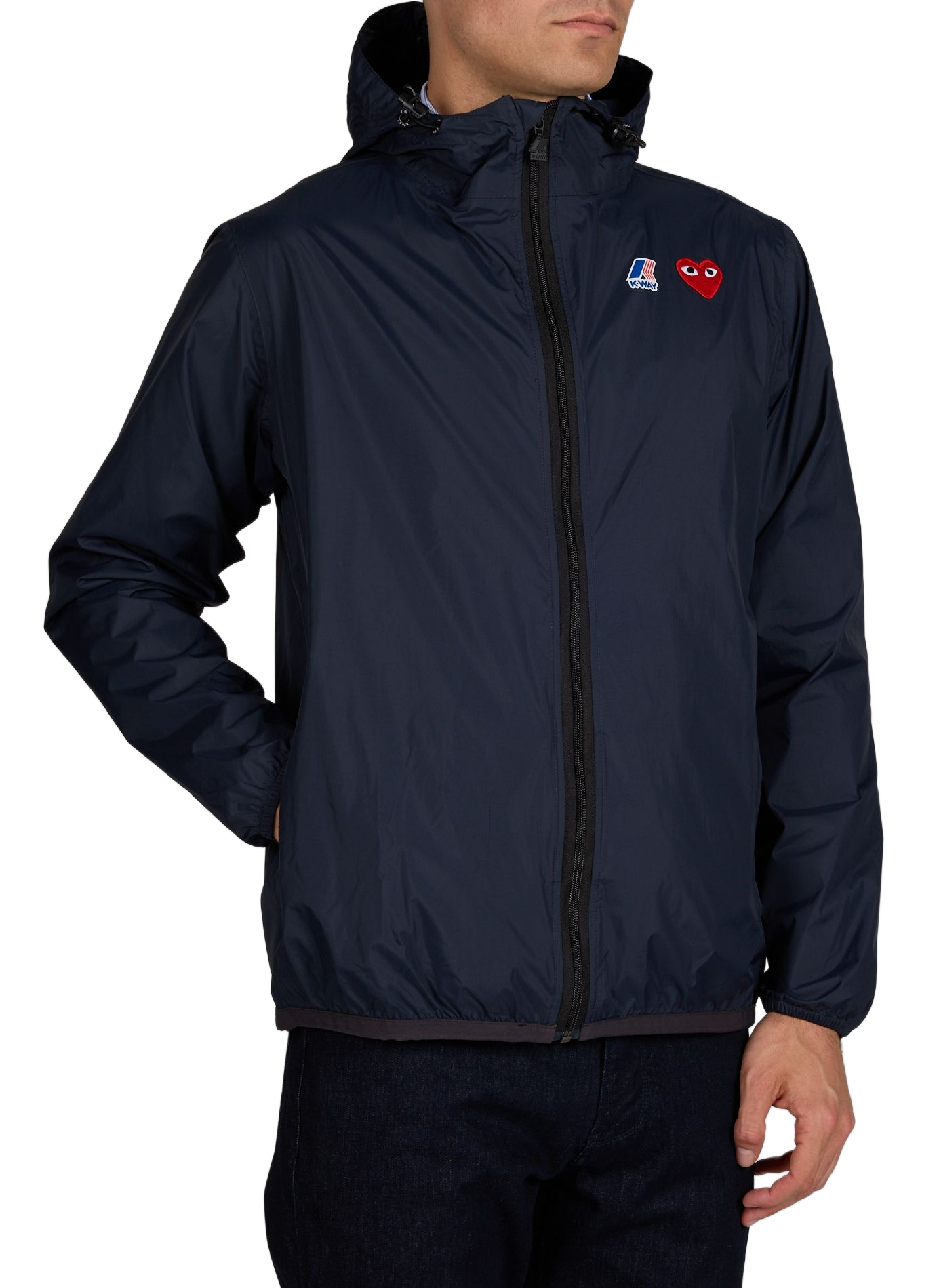 Waterproof hooded jacket COMME DES GARCONS PLAY Blue