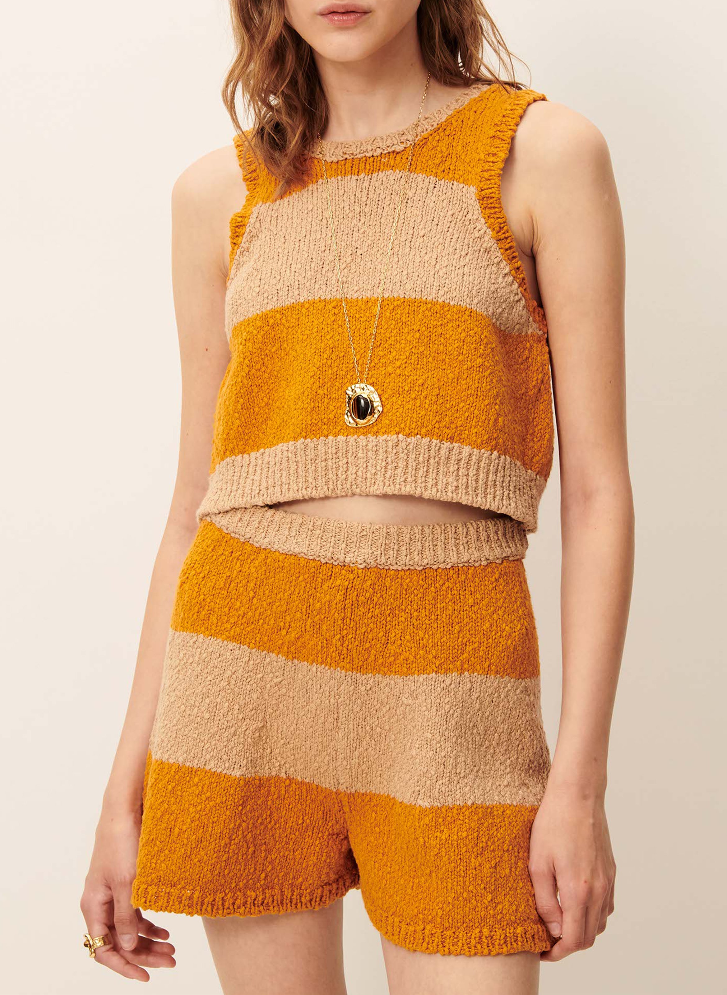 Short rayé en maille sargi SESSUN Orange