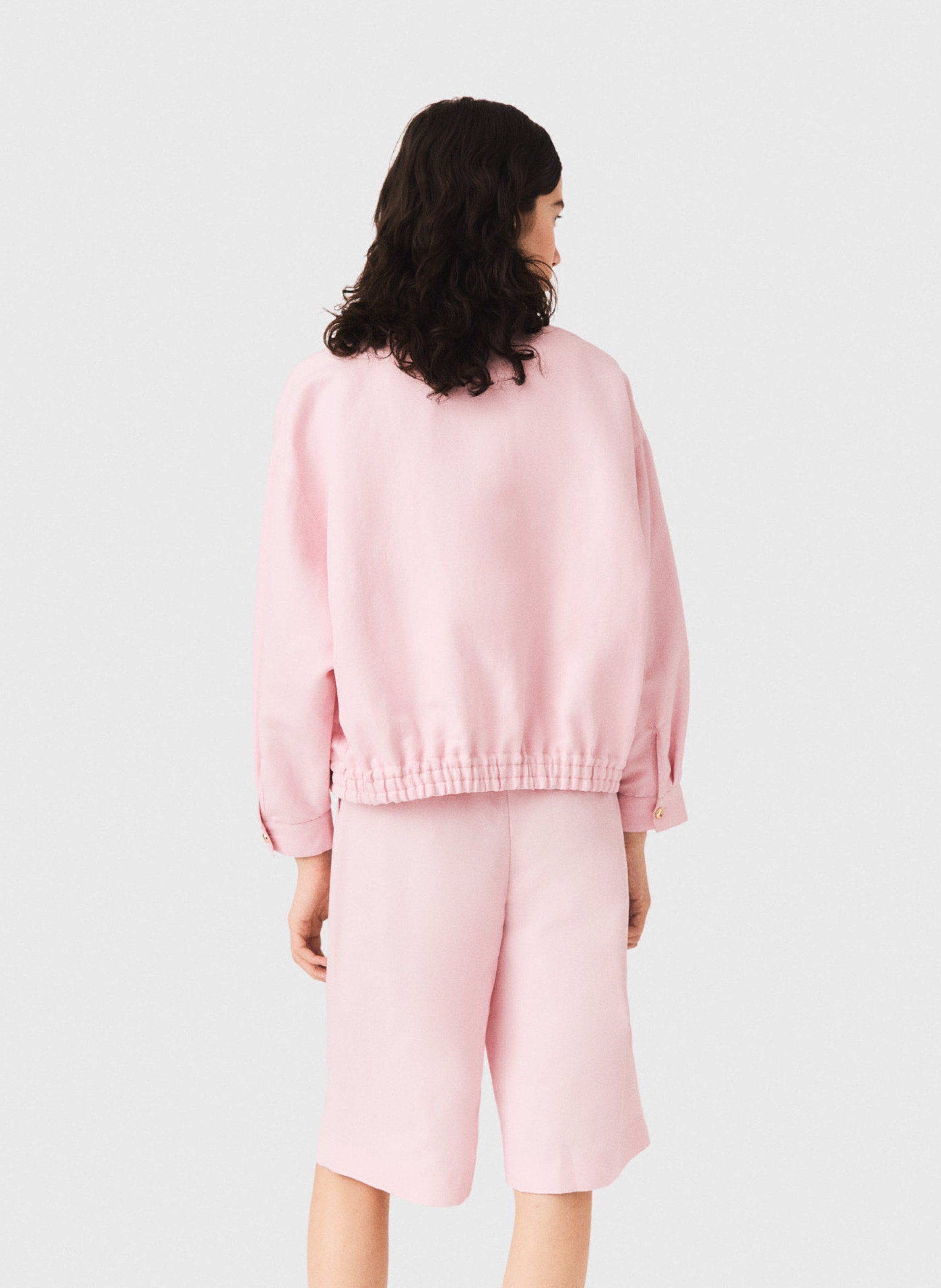 Veste oversize en coton et lin MAJE Rose