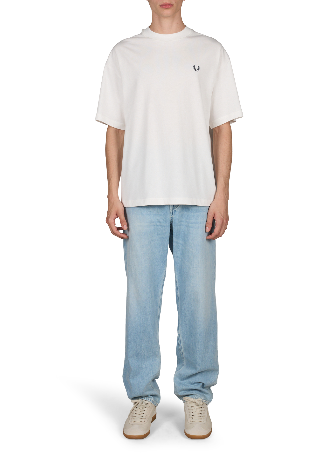 Oversized t-shirt with cotton back print FRED PERRY White
