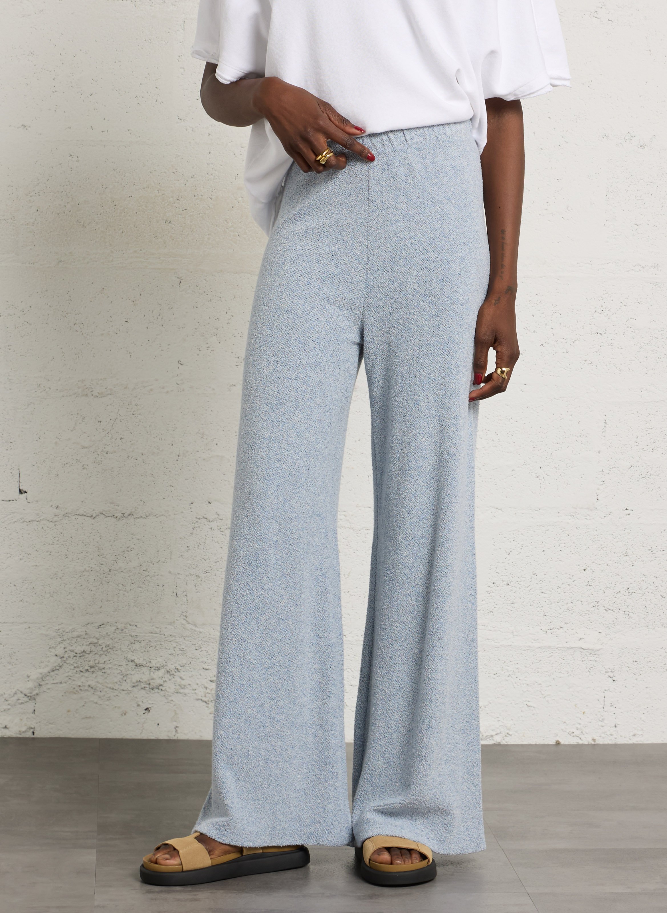 Pantalon large bouclette uni cluway AMERICAN VINTAGE Bleu