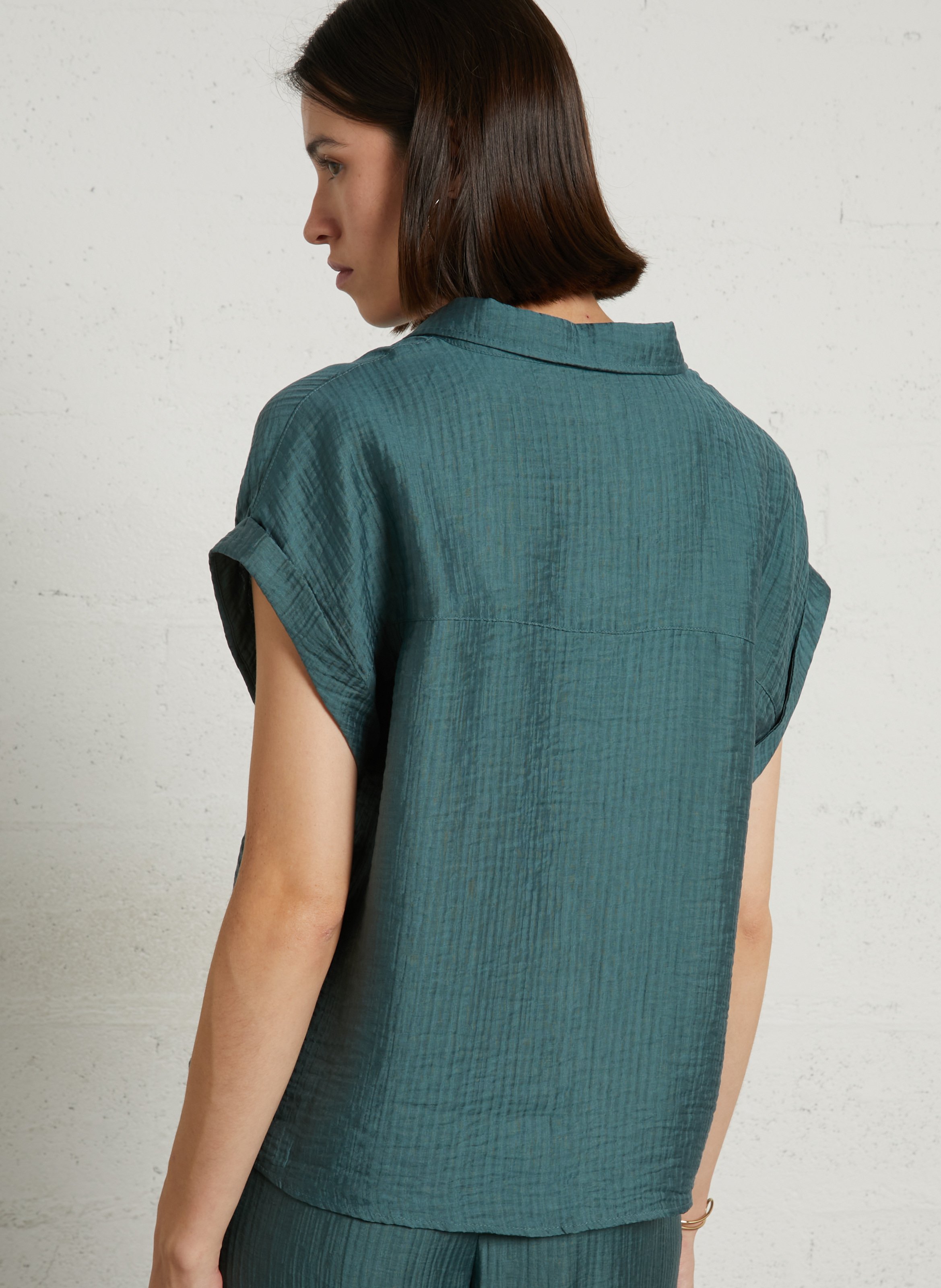 Chemise manches courtes texturée mallory MAISON 123 Bleu