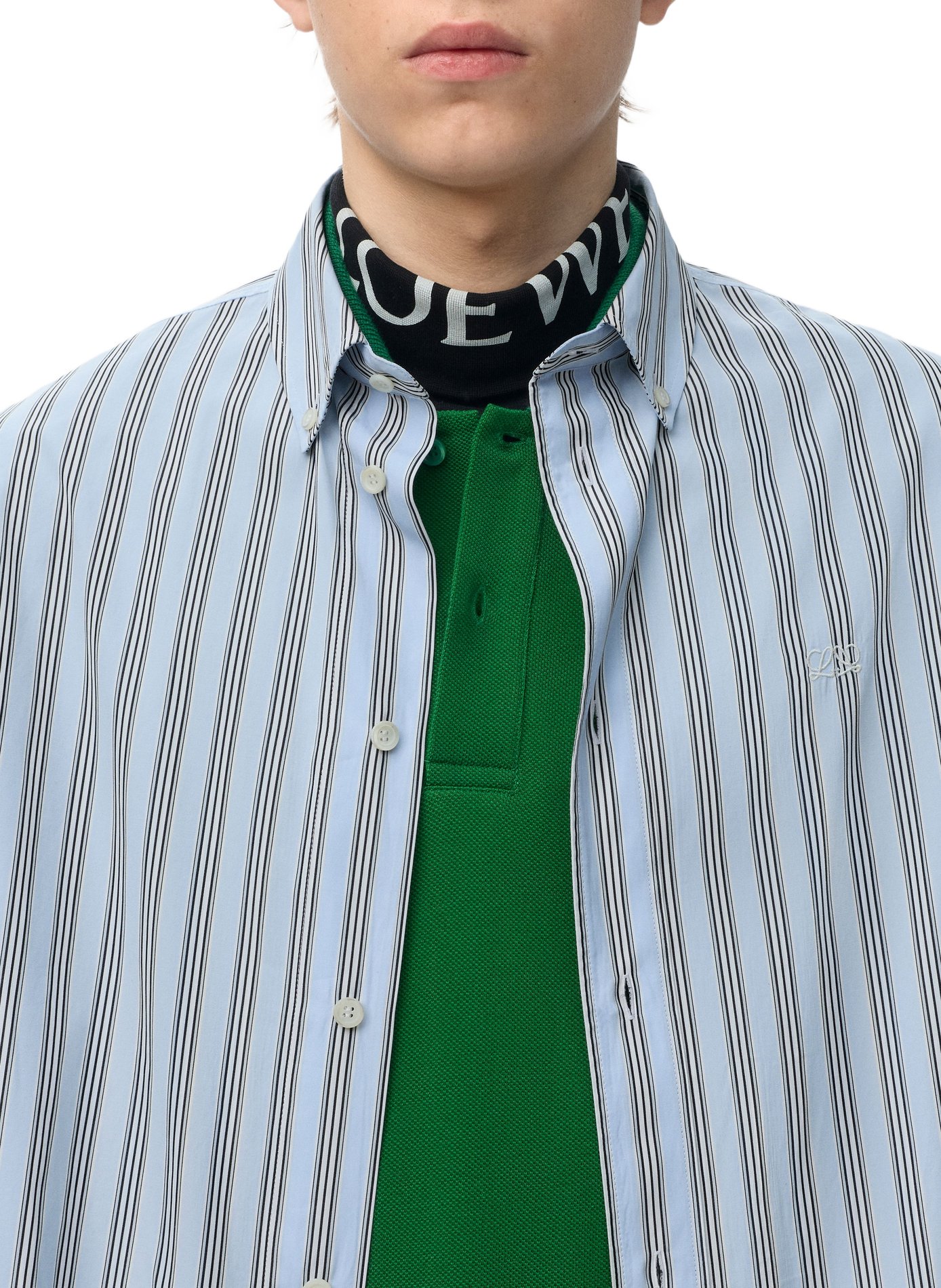 Striped shirt in cotton poplin. LOEWE Blue