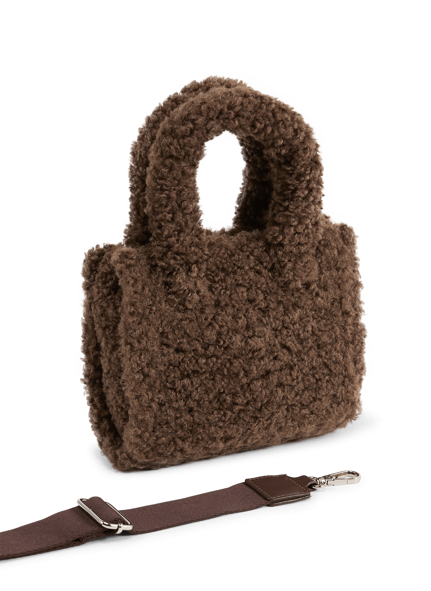 Solid color faux sheepskin handbag AU PRINTEMPS PARIS Grey