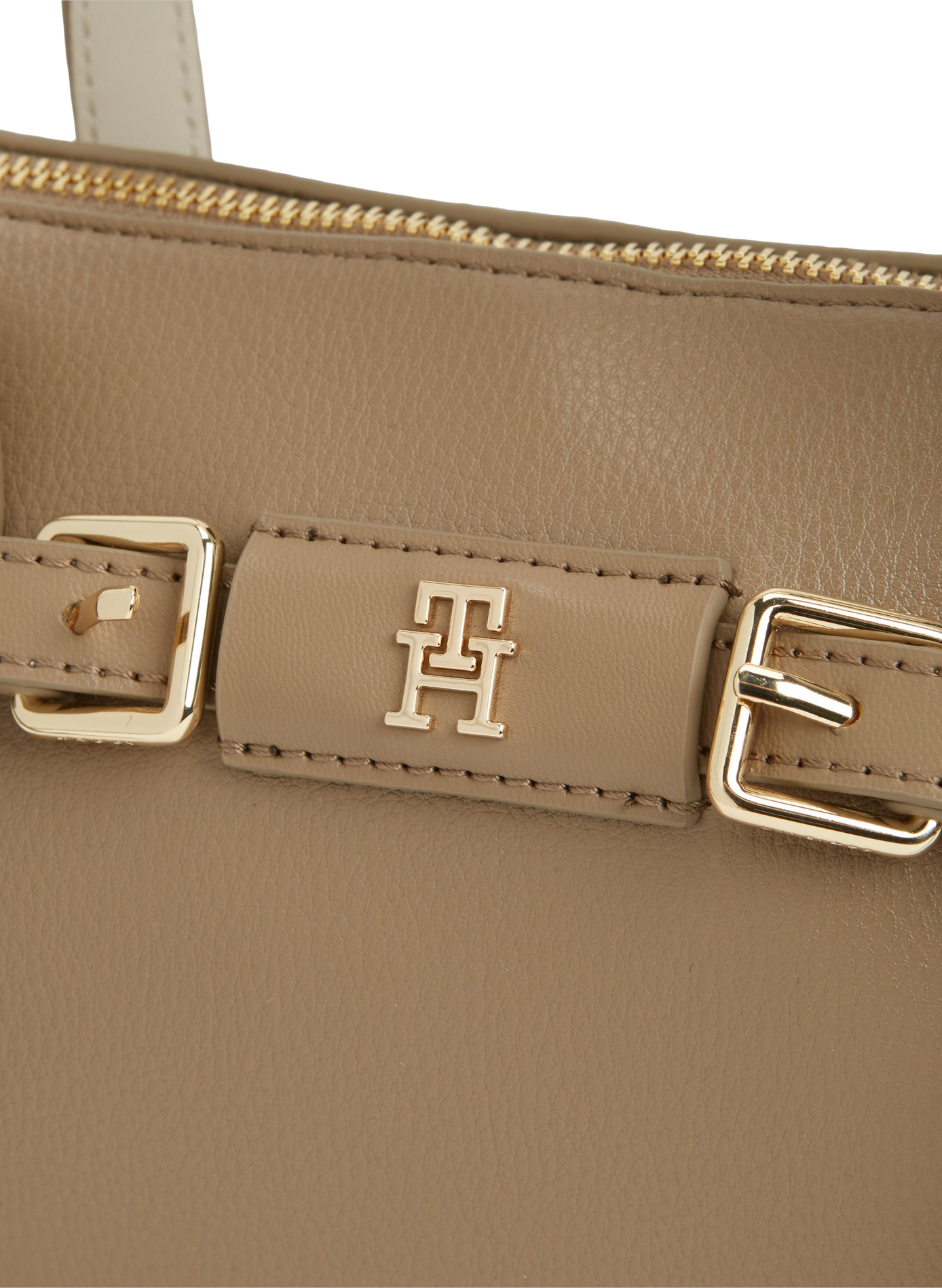 Plain zippered handbag TOMMY HILFIGER Beige