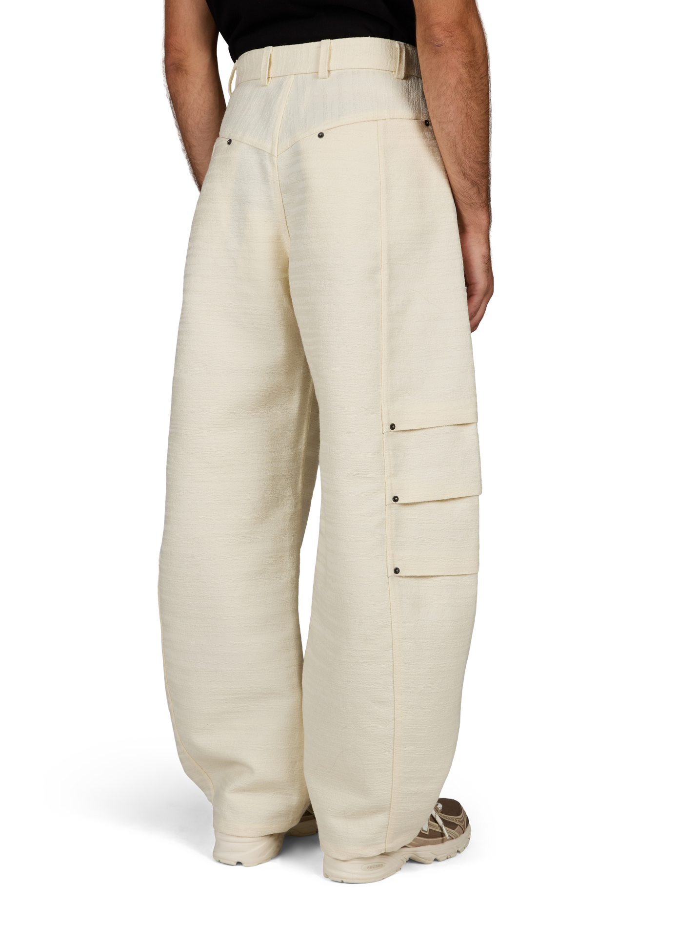 Wijde broek van wolmix RENÈ Wit