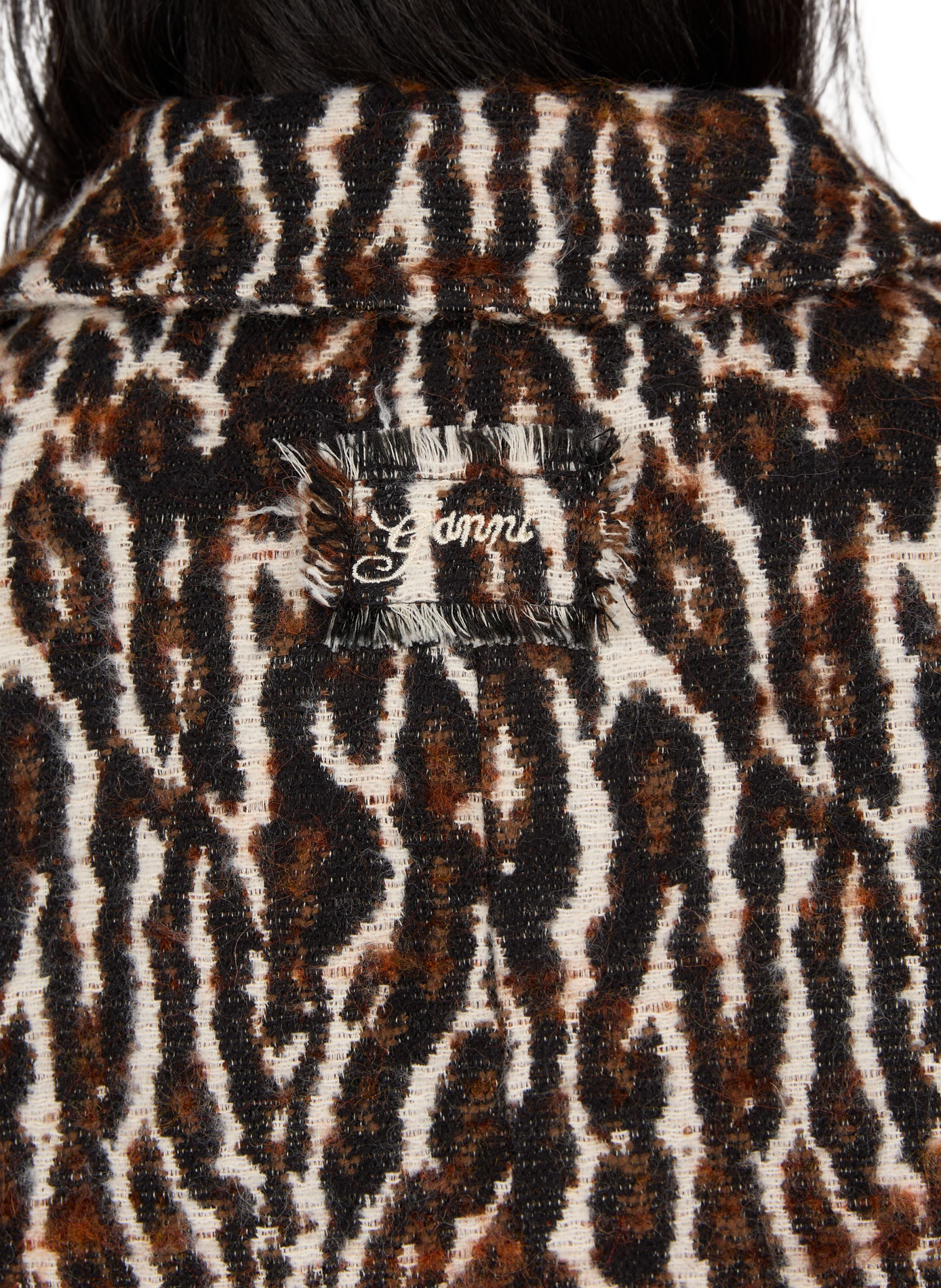 Blazer corto de jacquard de leopardo en mezcla de algodón GANNI Multicolor
