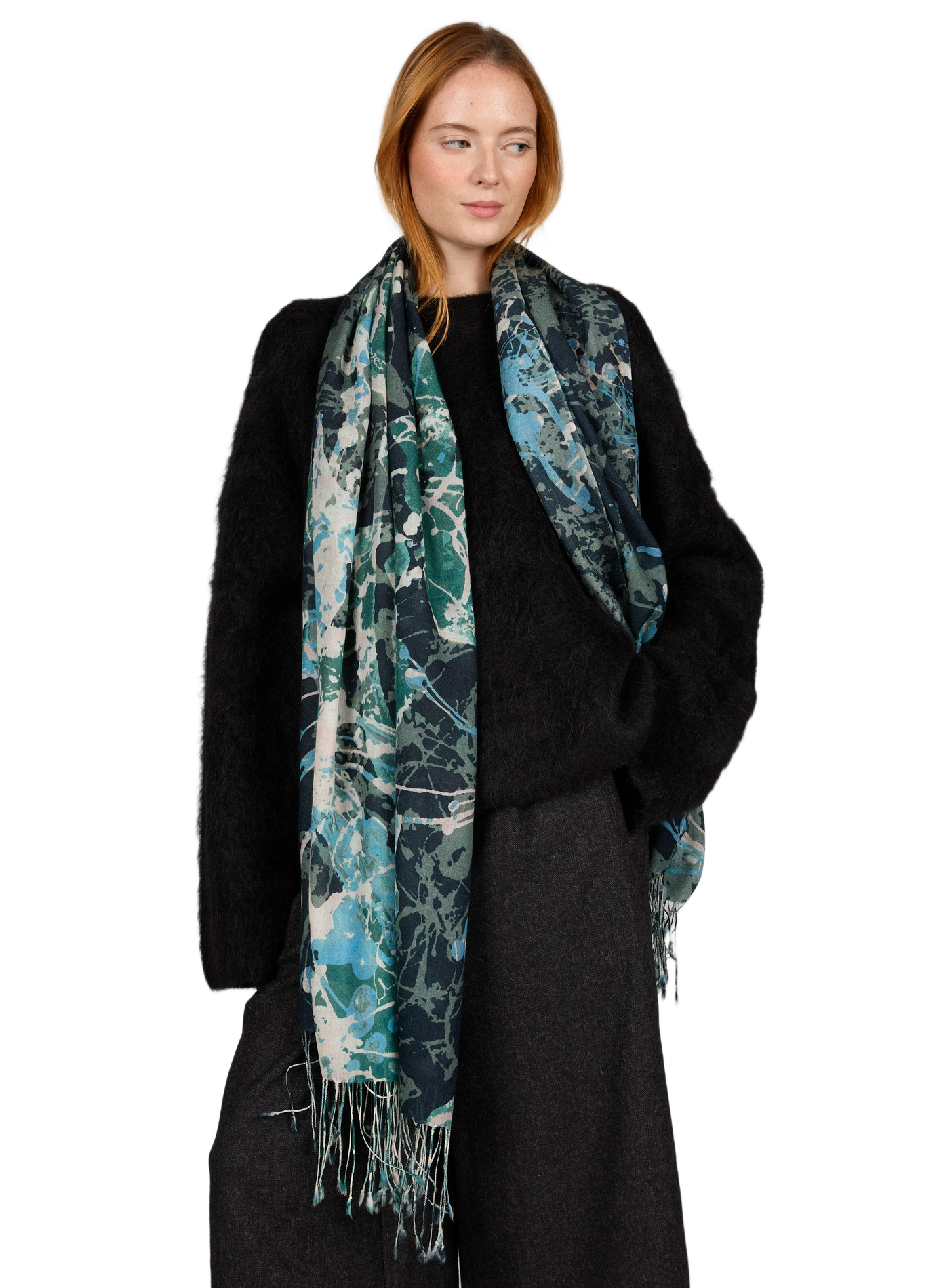 Bedrucktes Wolltuch AU PRINTEMPS PARIS Grun