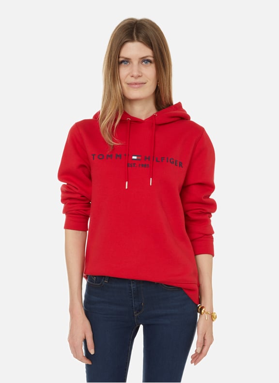 Cotton-blend logo hoodie Red by TOMMY HILFIGER TOMMY HILFIGER Cotton-blend logo hoodie Red