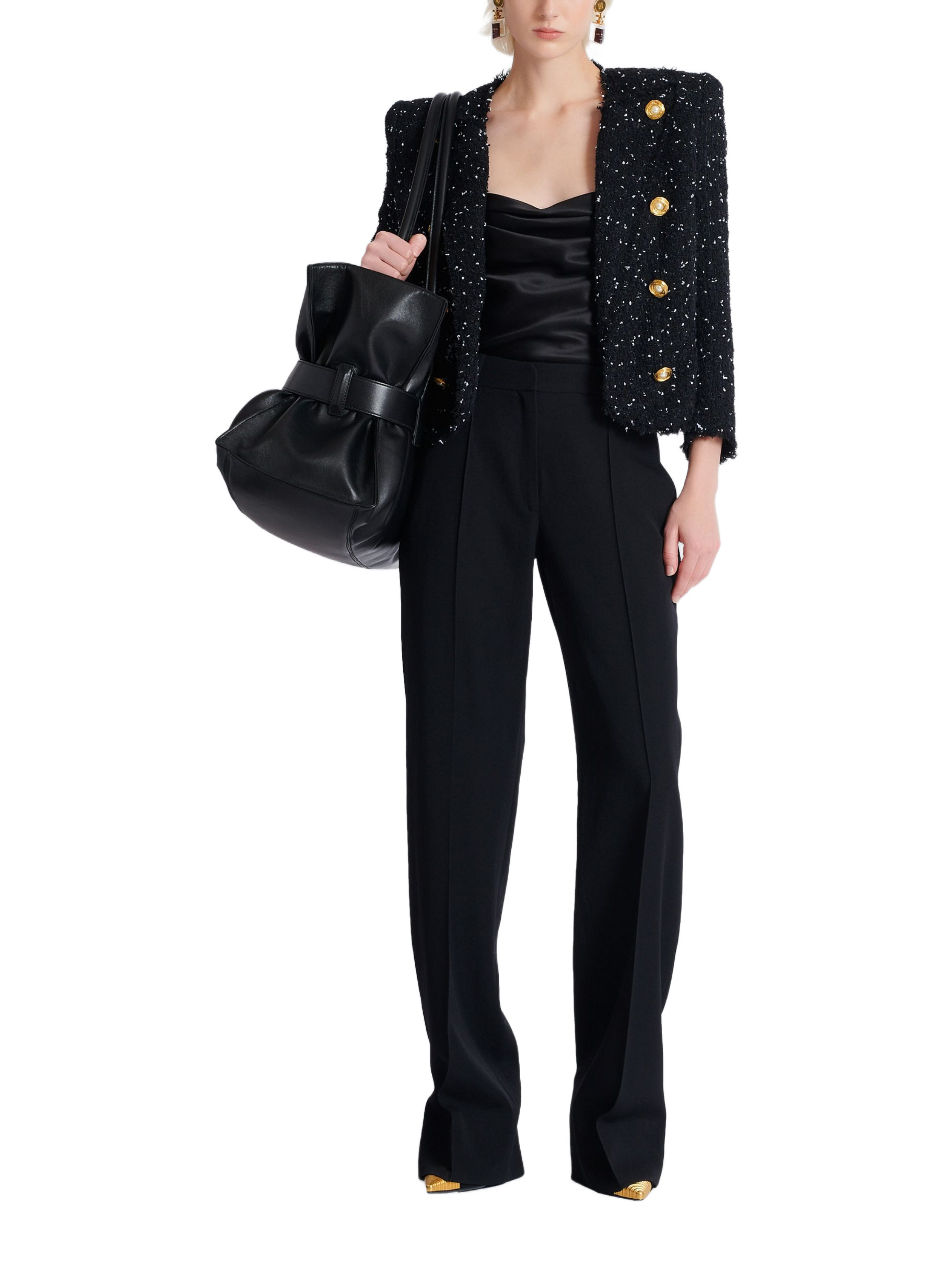 Spencer 8 boutons en tweed polka dots BALMAIN Noir