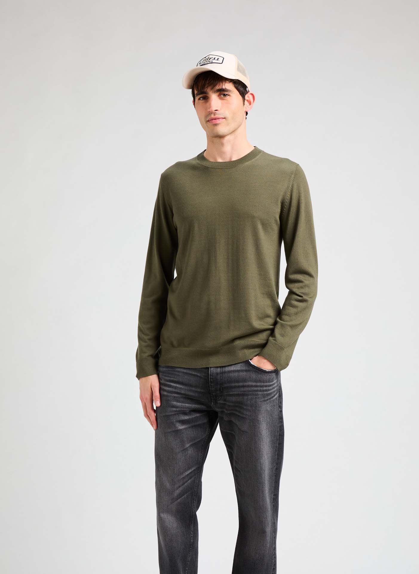 Fine merino wool jumper AU PRINTEMPS PARIS Khaki