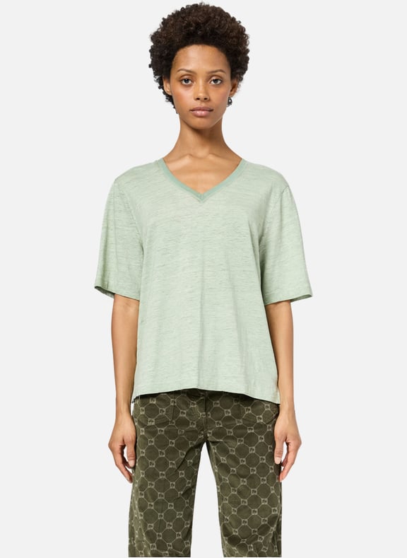 T-shirt ample à col v en lin - greta Multicolore by GERARD DAREL GERARD DAREL T-shirt ample à col v en lin - greta Multicolore