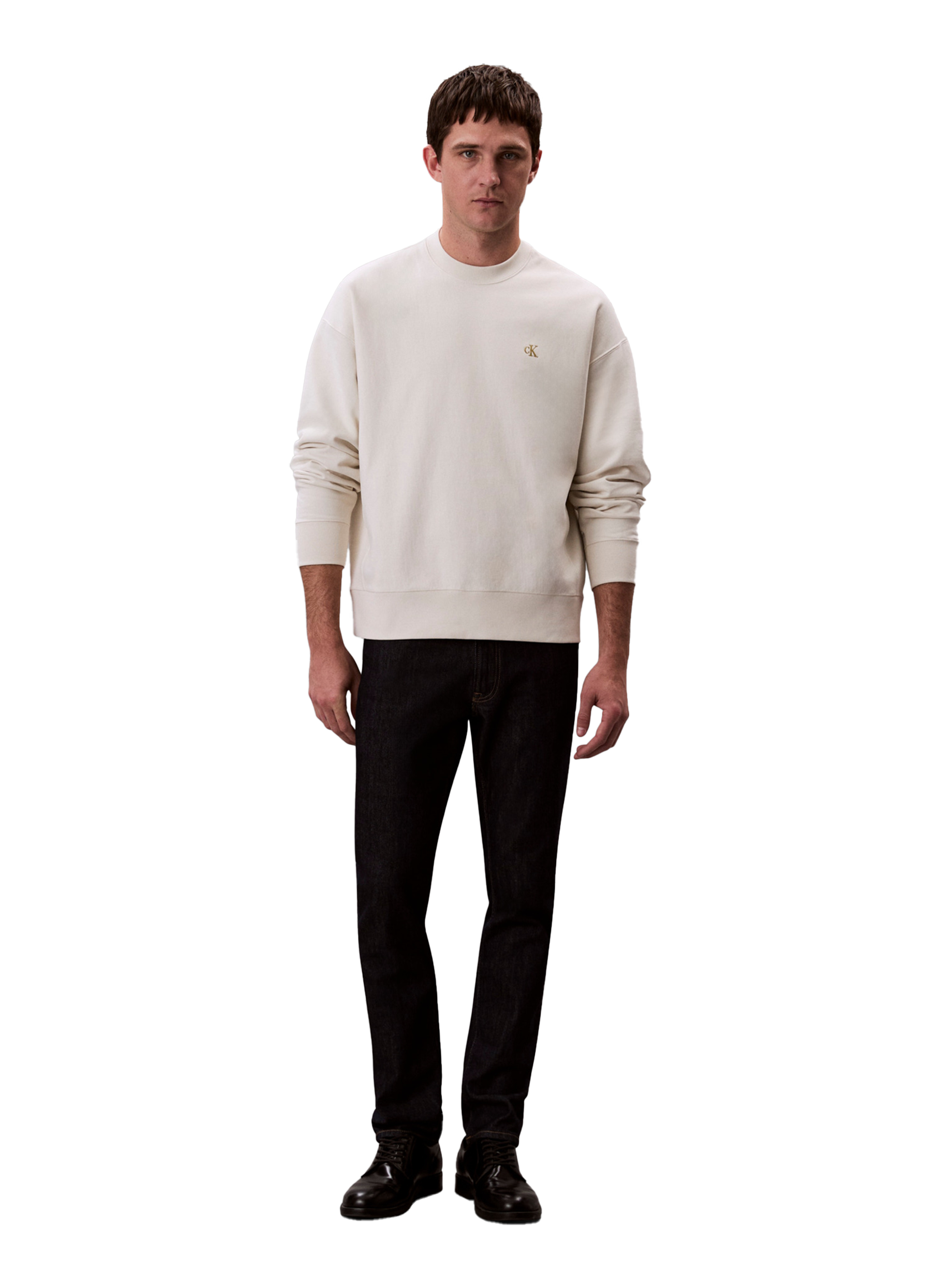 Sweatshirt oversize en tissu éponge de coton CALVIN KLEIN Blanc