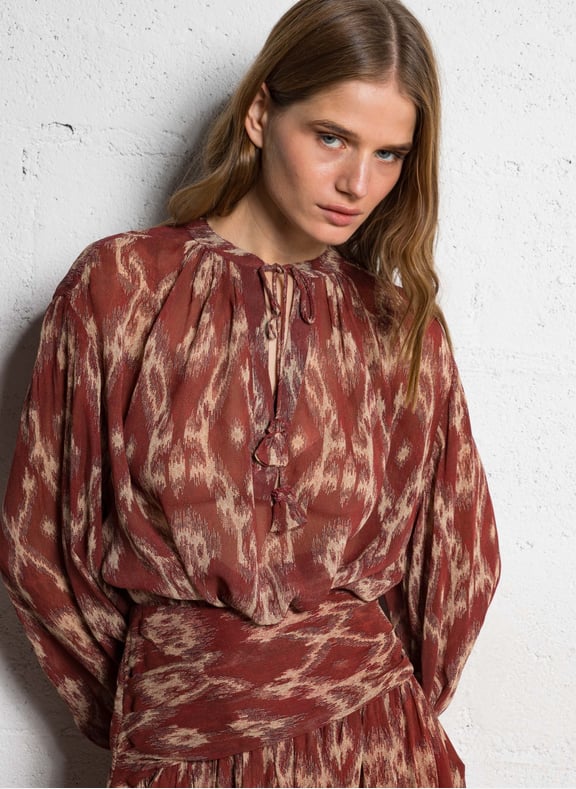Blouse oversize imprimée menaelle Rouge by BA&SH BA&SH Blouse oversize imprimée menaelle Rouge