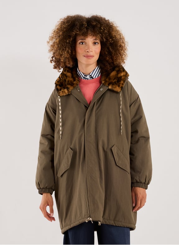 Manteau droit en coton mélangé Marron by BELLEROSE BELLEROSE Manteau droit en coton mélangé Marron