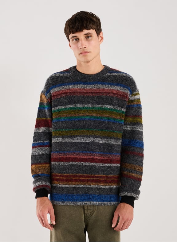 Pull droit rayé en coton, mohair et laine mélangés Gris by PAUL SMITH PAUL SMITH Pull droit rayé en coton, mohair et laine mélangés Gris