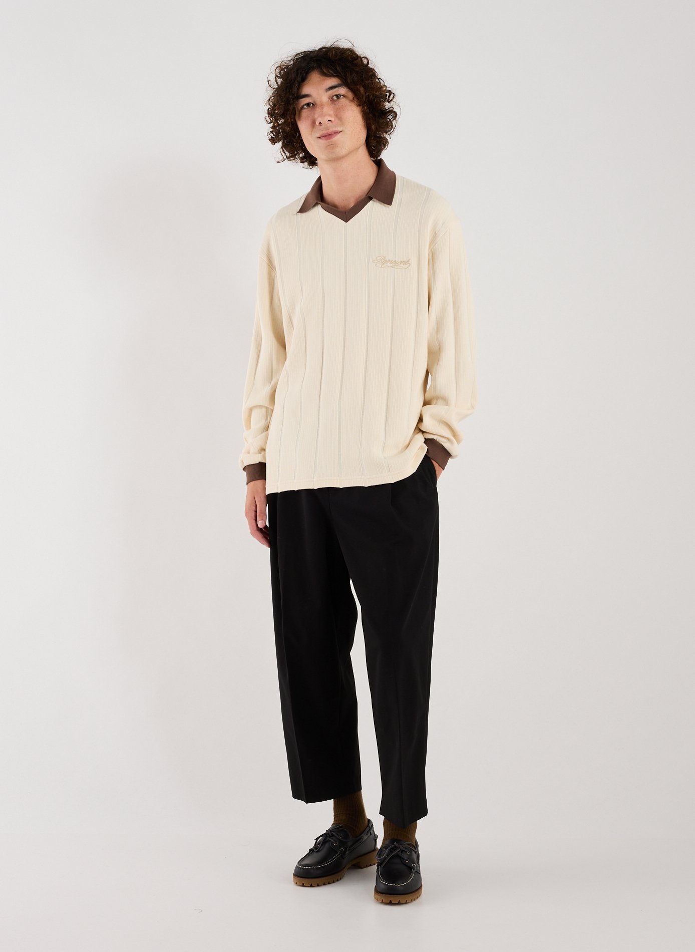 Long-sleeve cotton Polo shirt REPRESENT White