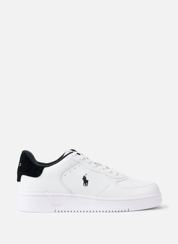 Baskets bi-matière en cuir mélangé Blanc by POLO RALPH LAUREN POLO RALPH LAUREN Baskets bi-matière en cuir mélangé Blanc
