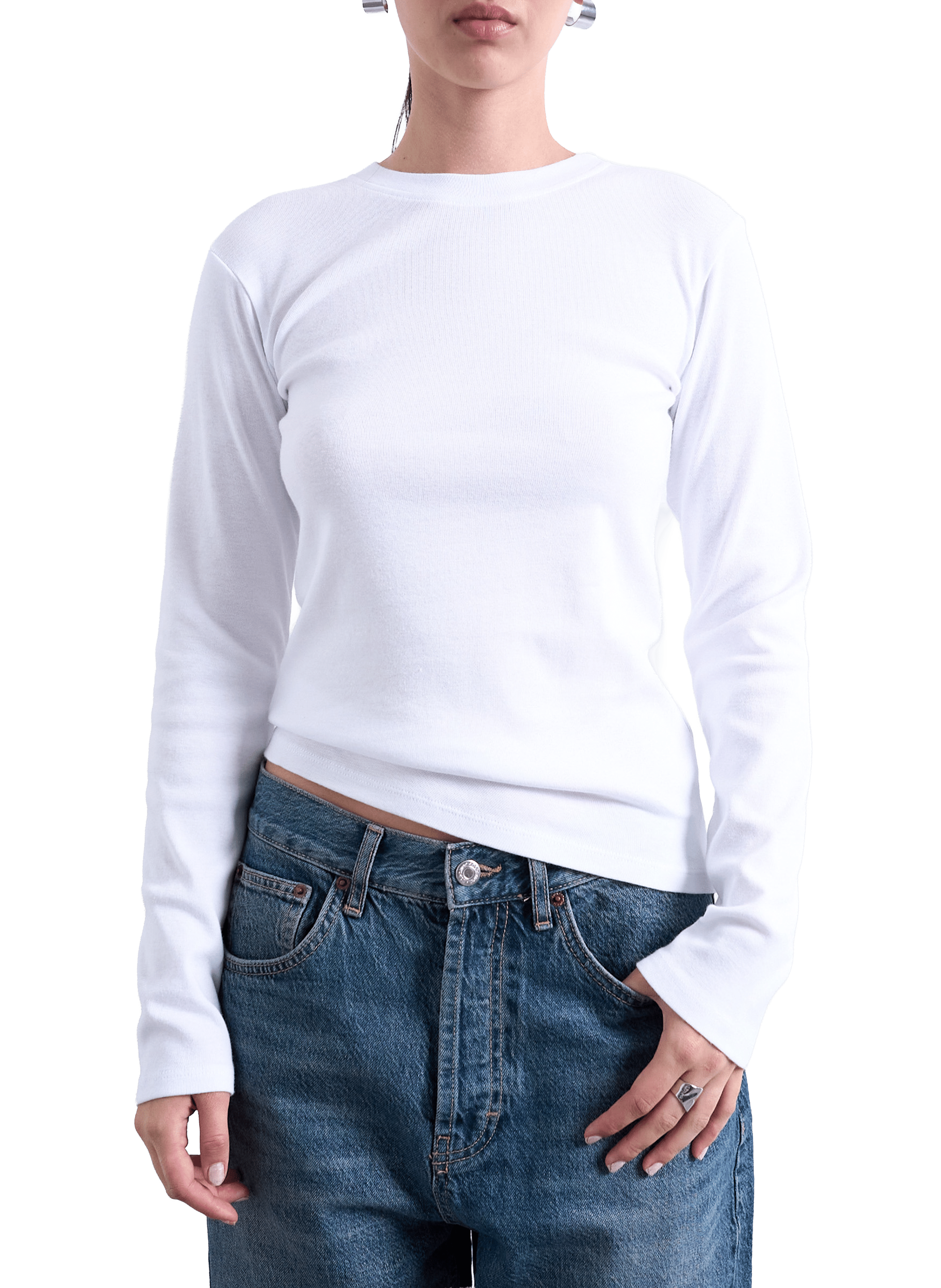 TOPSHOP T-shirt à manches longues en coton Blanc