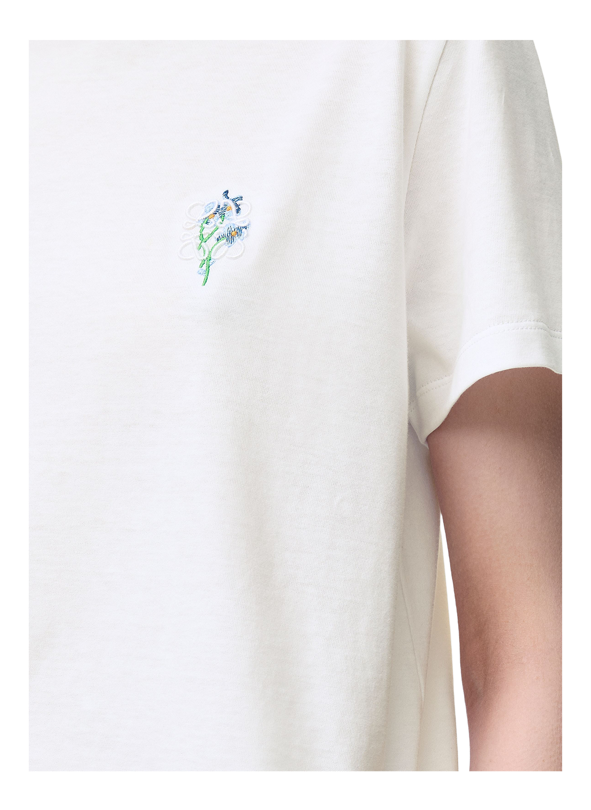 Embroidered cotton blend T-shirt LOEWE White