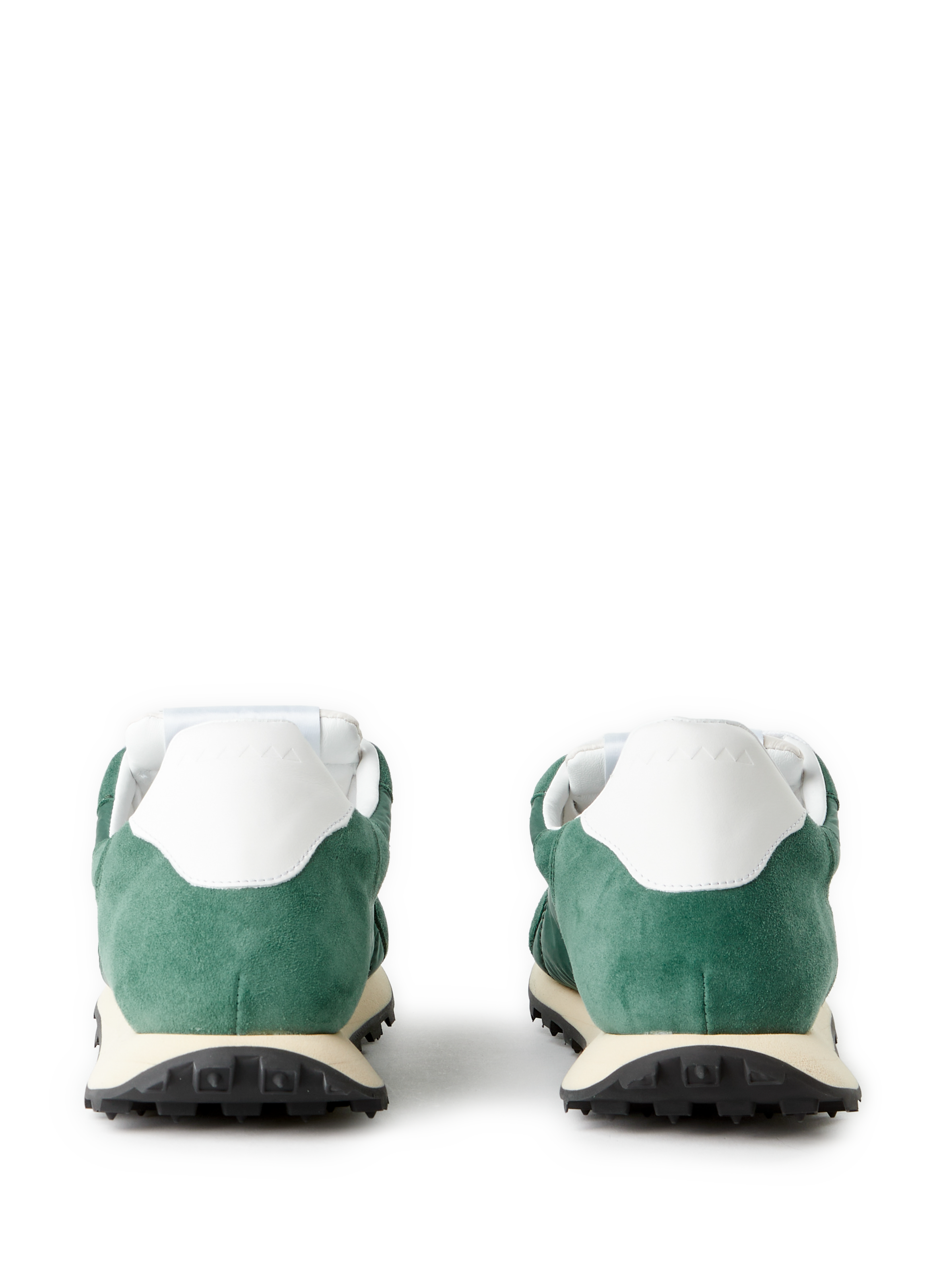 Serrated leather mixed sneakers RUN OF Green