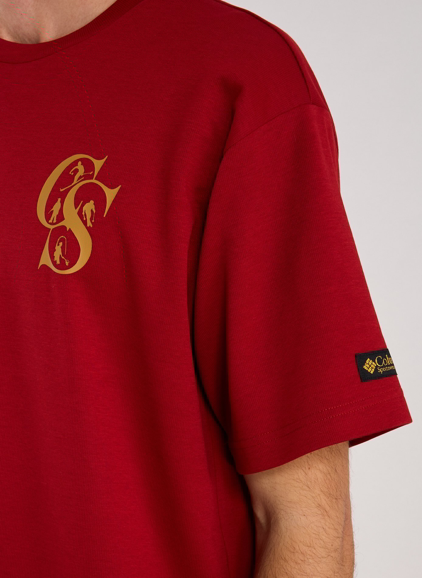 Cotton-blend round-neck T-shirt COLUMBIA Red