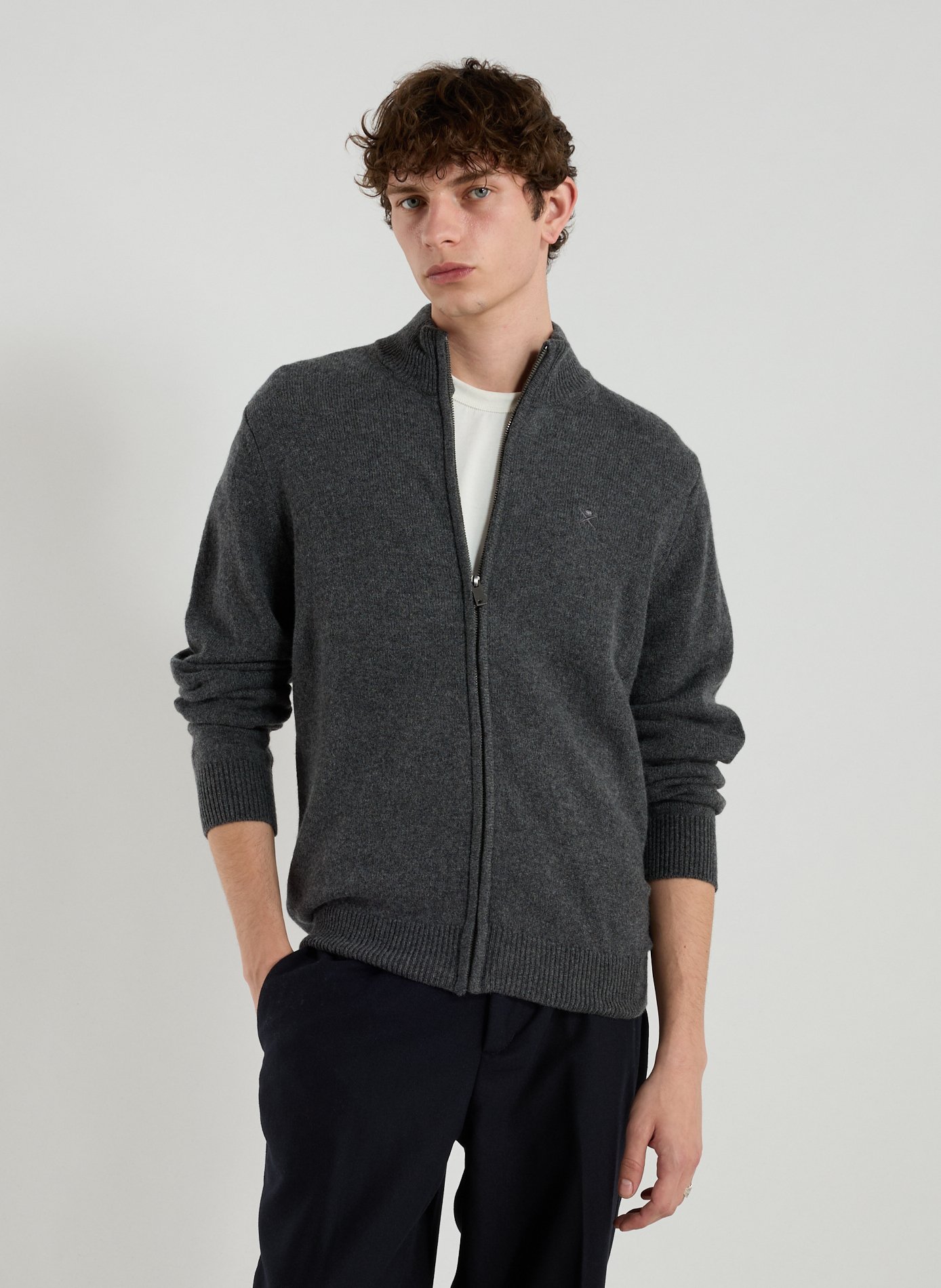 HACKETT Fox patch cardigan Grey