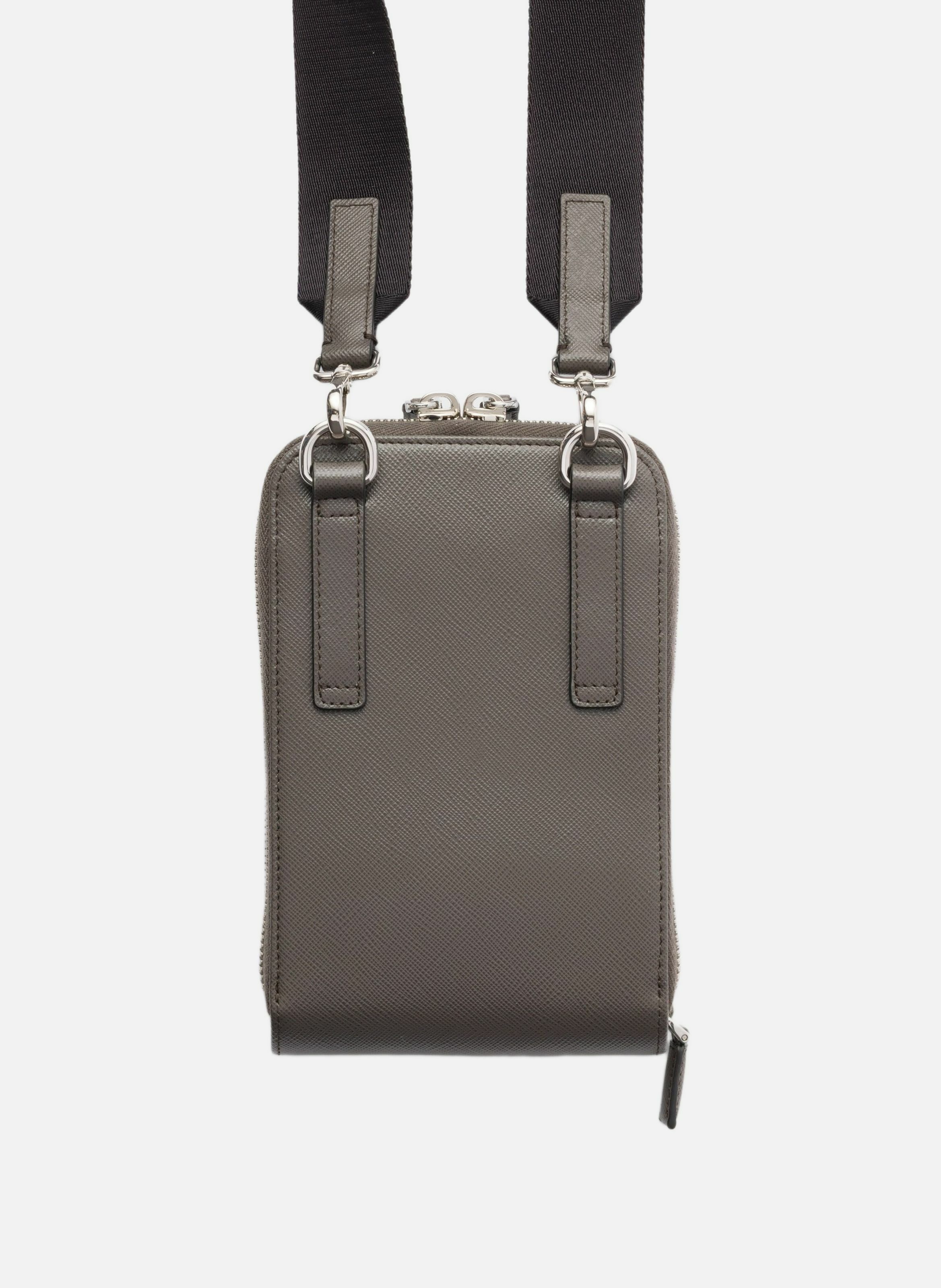 Étui pour smartphone en cuir saffiano PRADA Gris