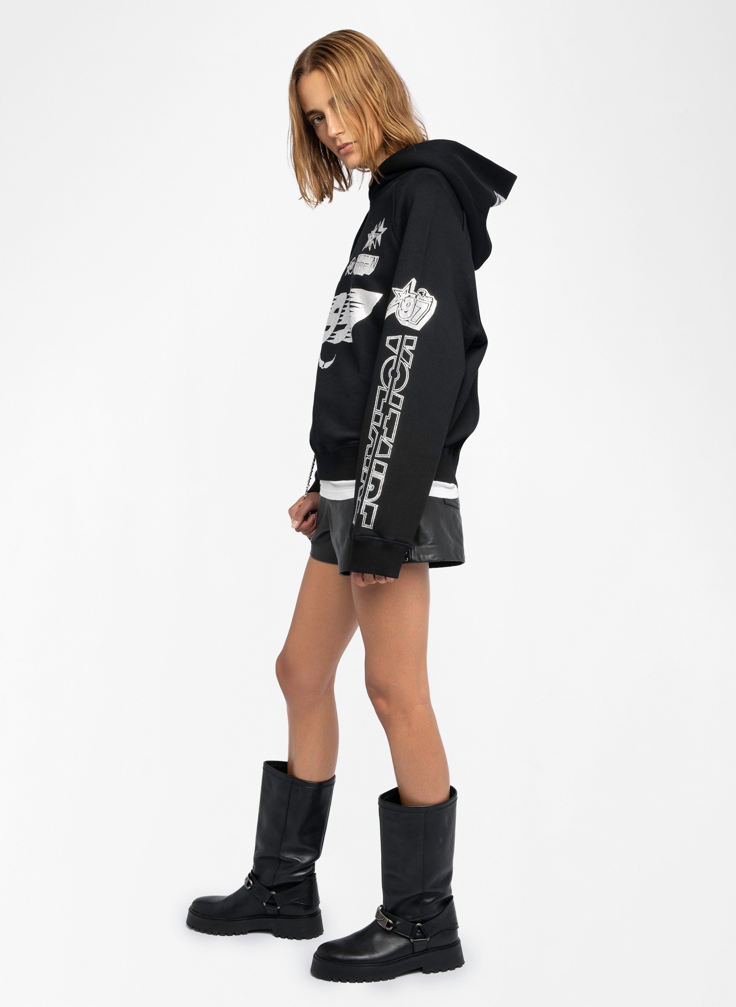 Sweatshirt col rond en coton georgio ZADIG&VOLTAIRE Noir