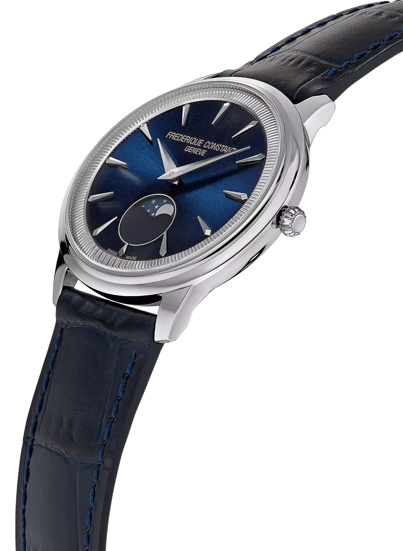 Montre quartz Moneta Moonphase bracelet cuir FREDERIQUE CONSTANT Noir