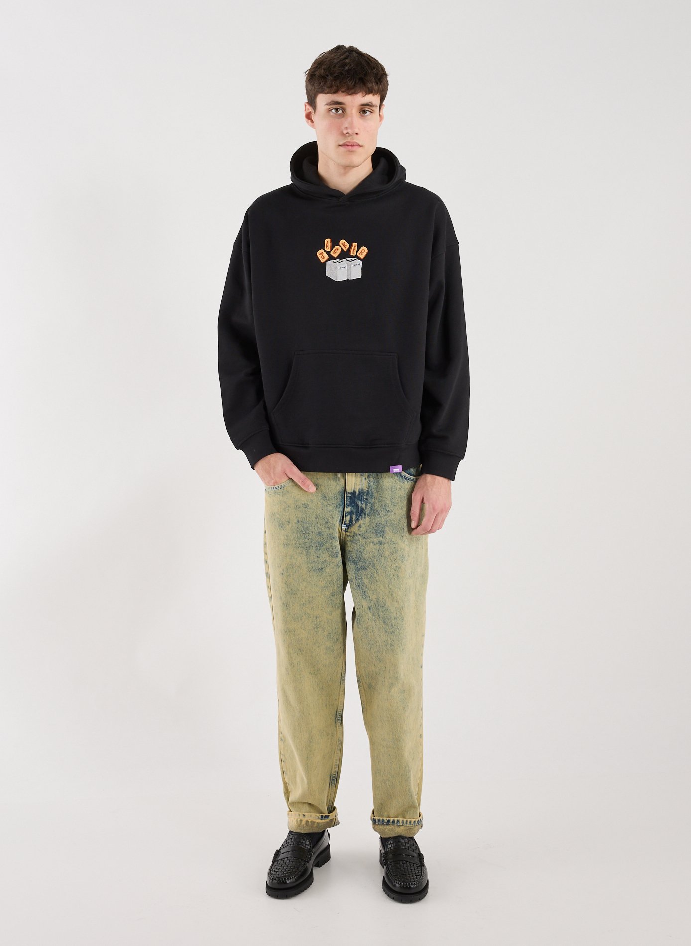 Jean droit délavé en coton JACKER. Bleu