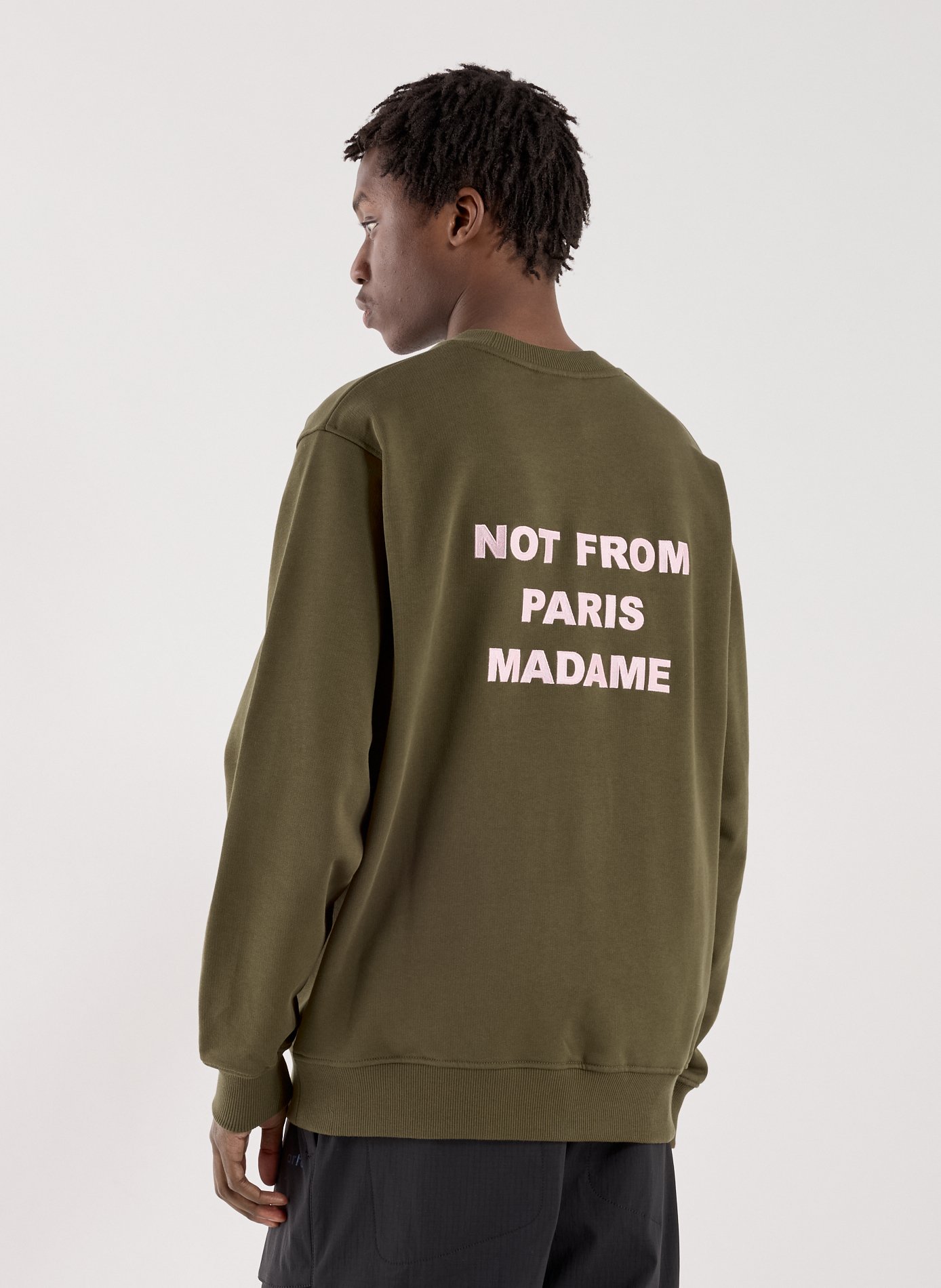 Sweat col rond en coton DROLE DE MONSIEUR Kaki