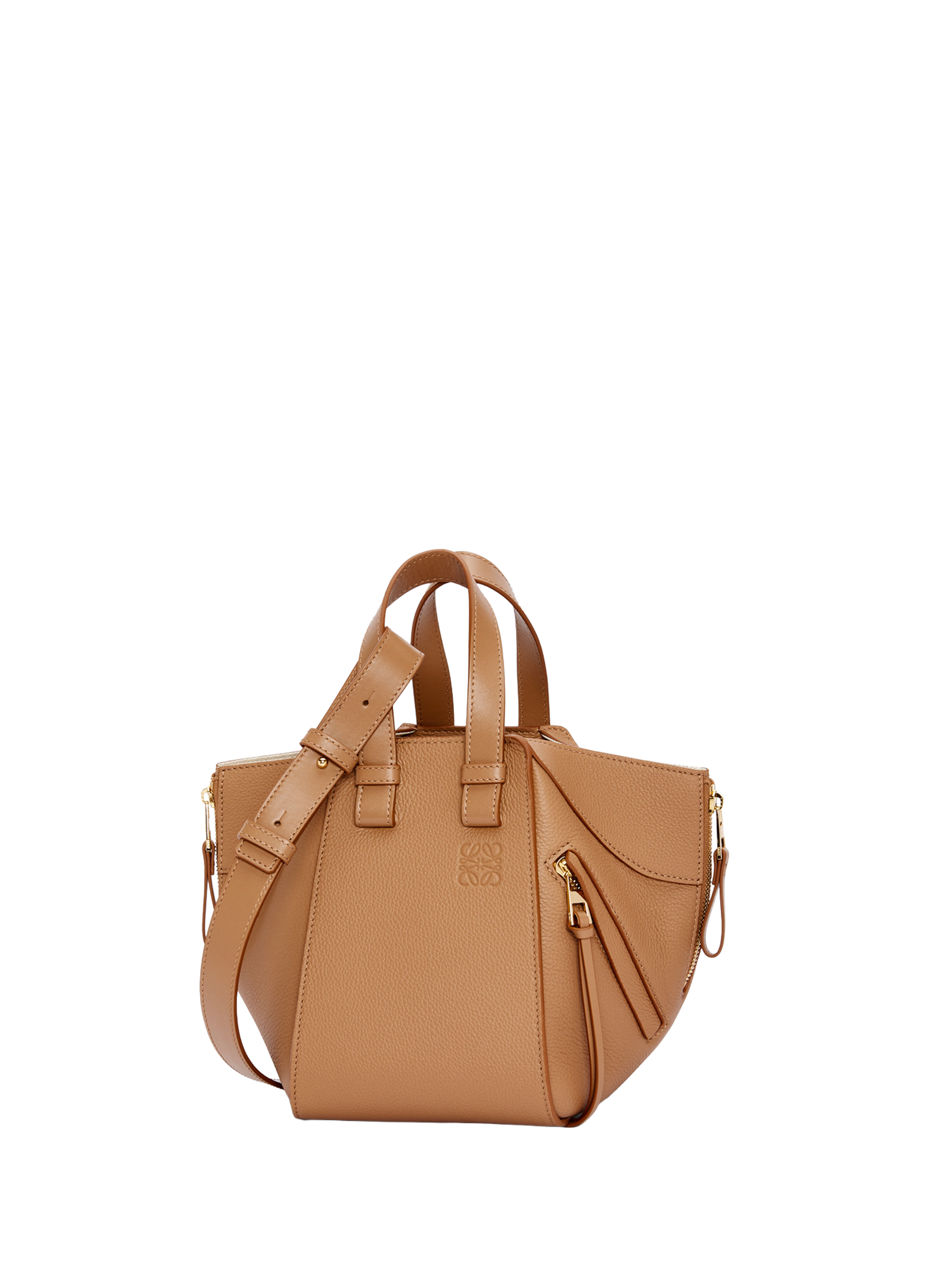 Hammock Compact grained leather shoulder bag LOEWE Brown