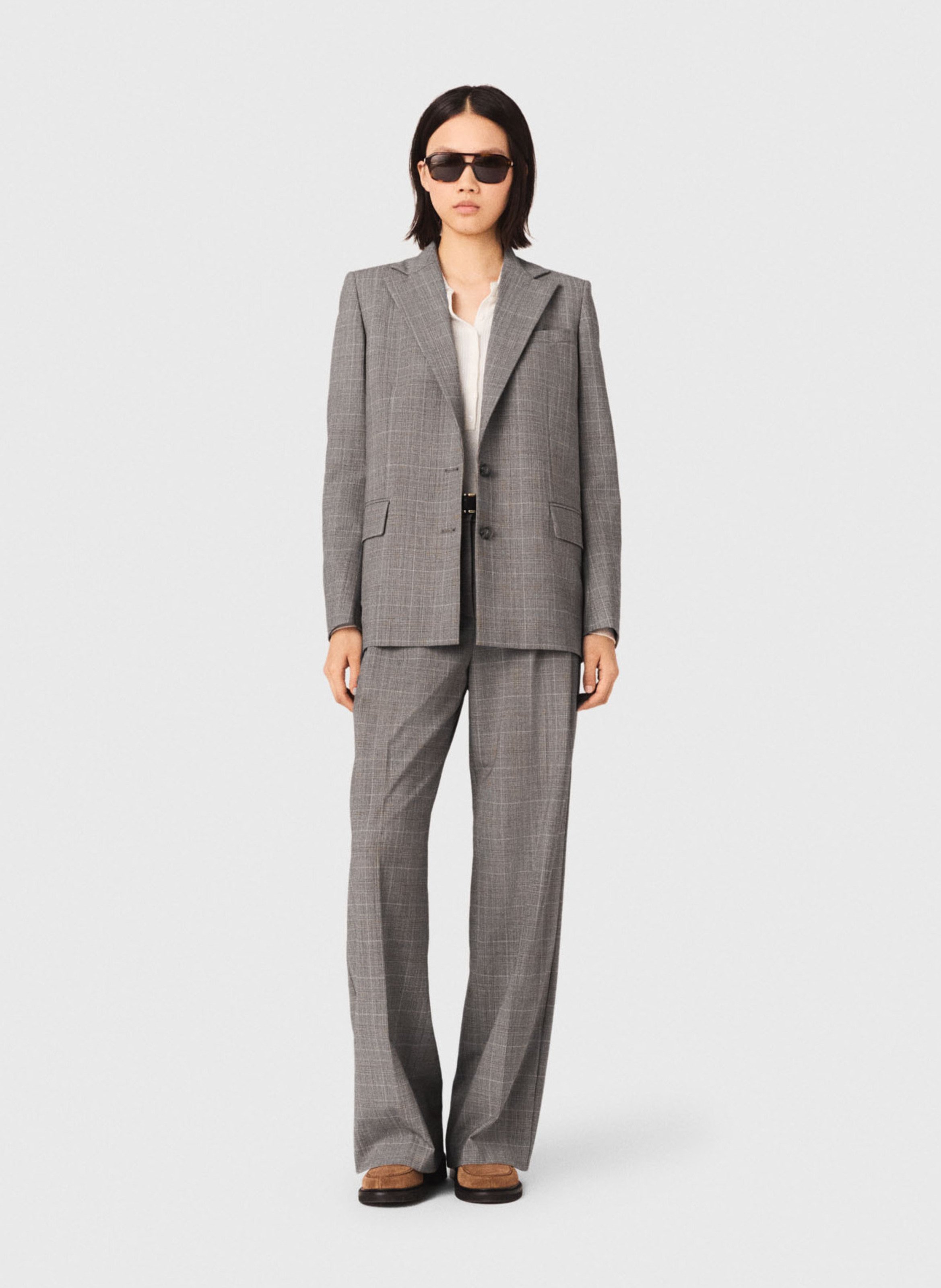 Veste col tailleur en laine mélangée MAJE Gris