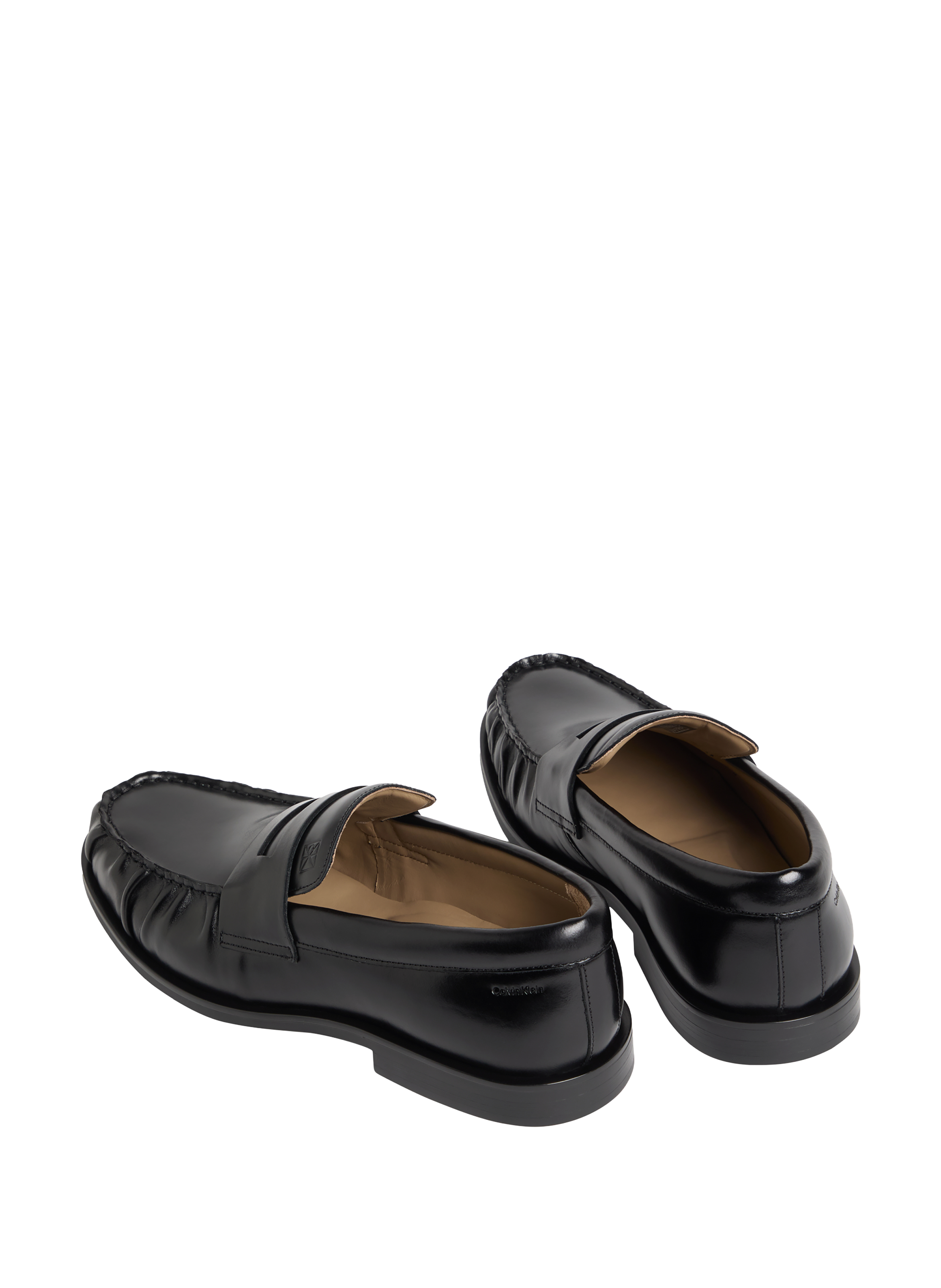 Ruched leather moccasins CALVIN KLEIN Black